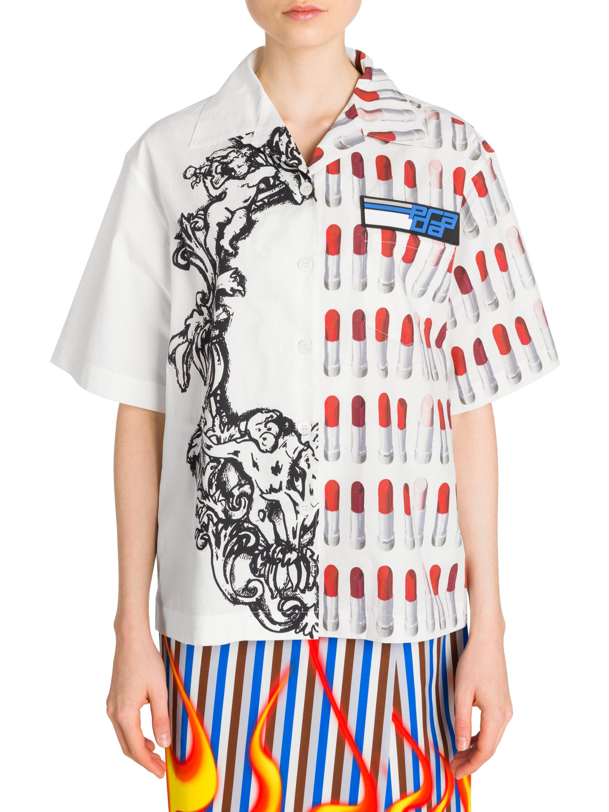 Prada Cotton Poplin Bi-print Button 