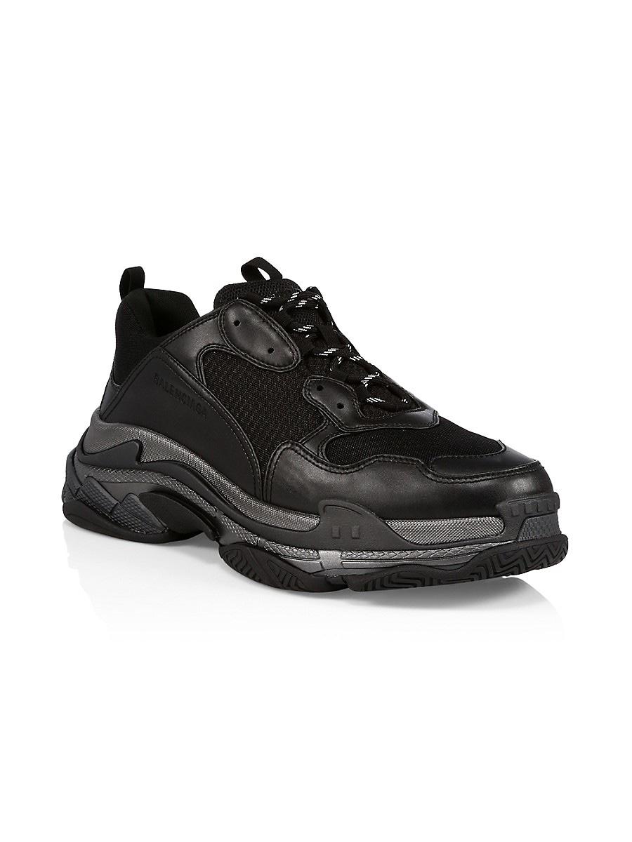 Leather Triple Metallic Sneakers in Black Metallic for Men -