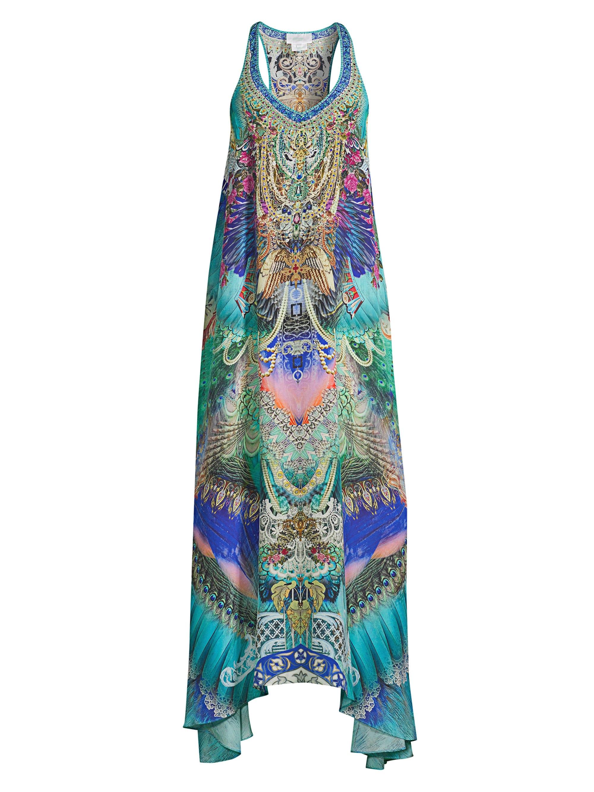Camilla Printed Silk Maxi Dress in Blue - Lyst