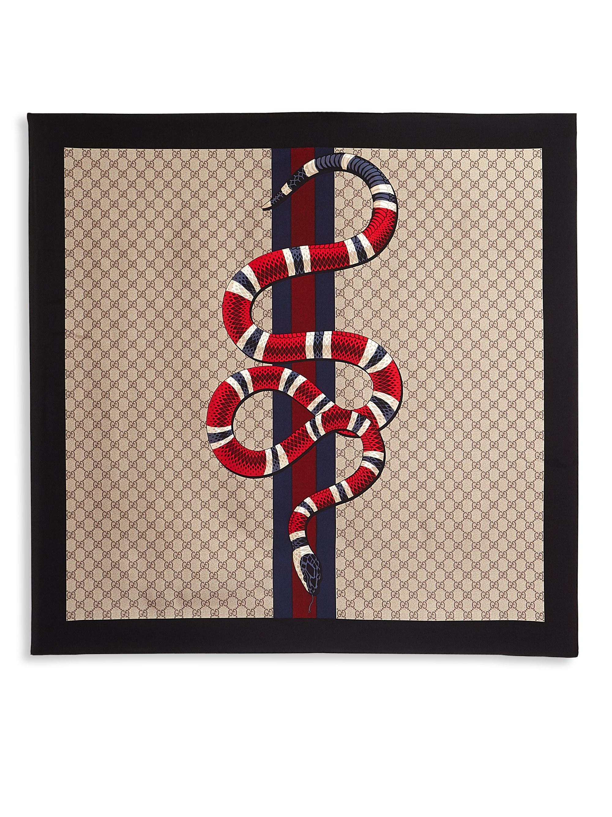 Gucci Silk GG King Snake Square Scarf 