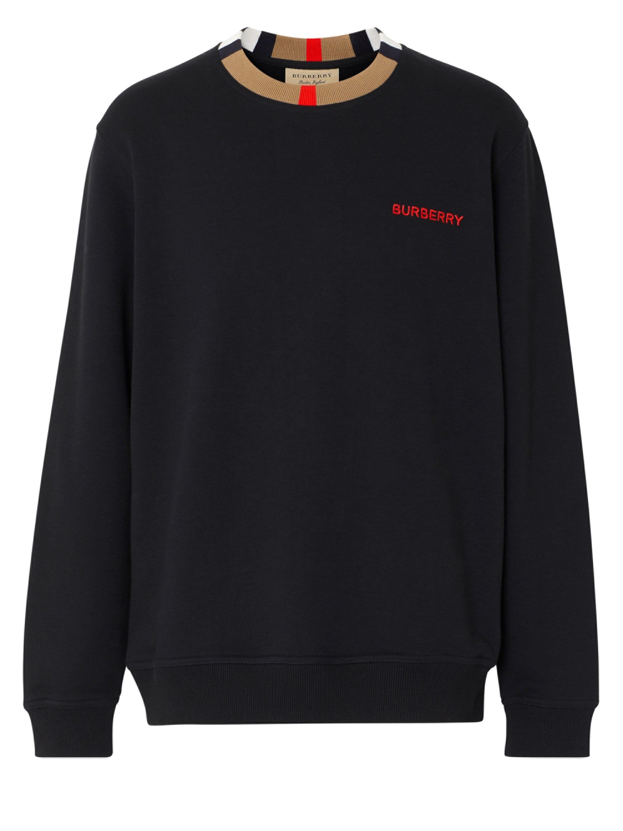 Burberry Cotton Icon Stripe Sweatshirt in Black for Men - Lyst