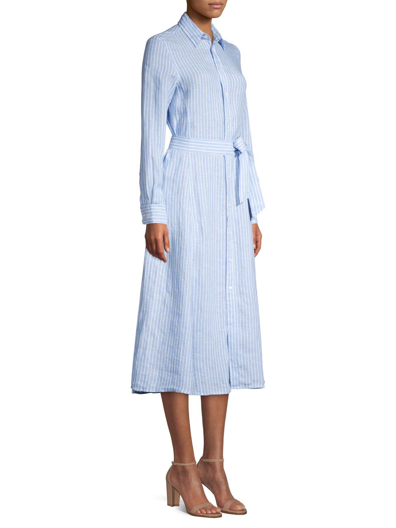 Polo Ralph Lauren Ashton Striped Shirt Dress in Blue White (Blue) | Lyst