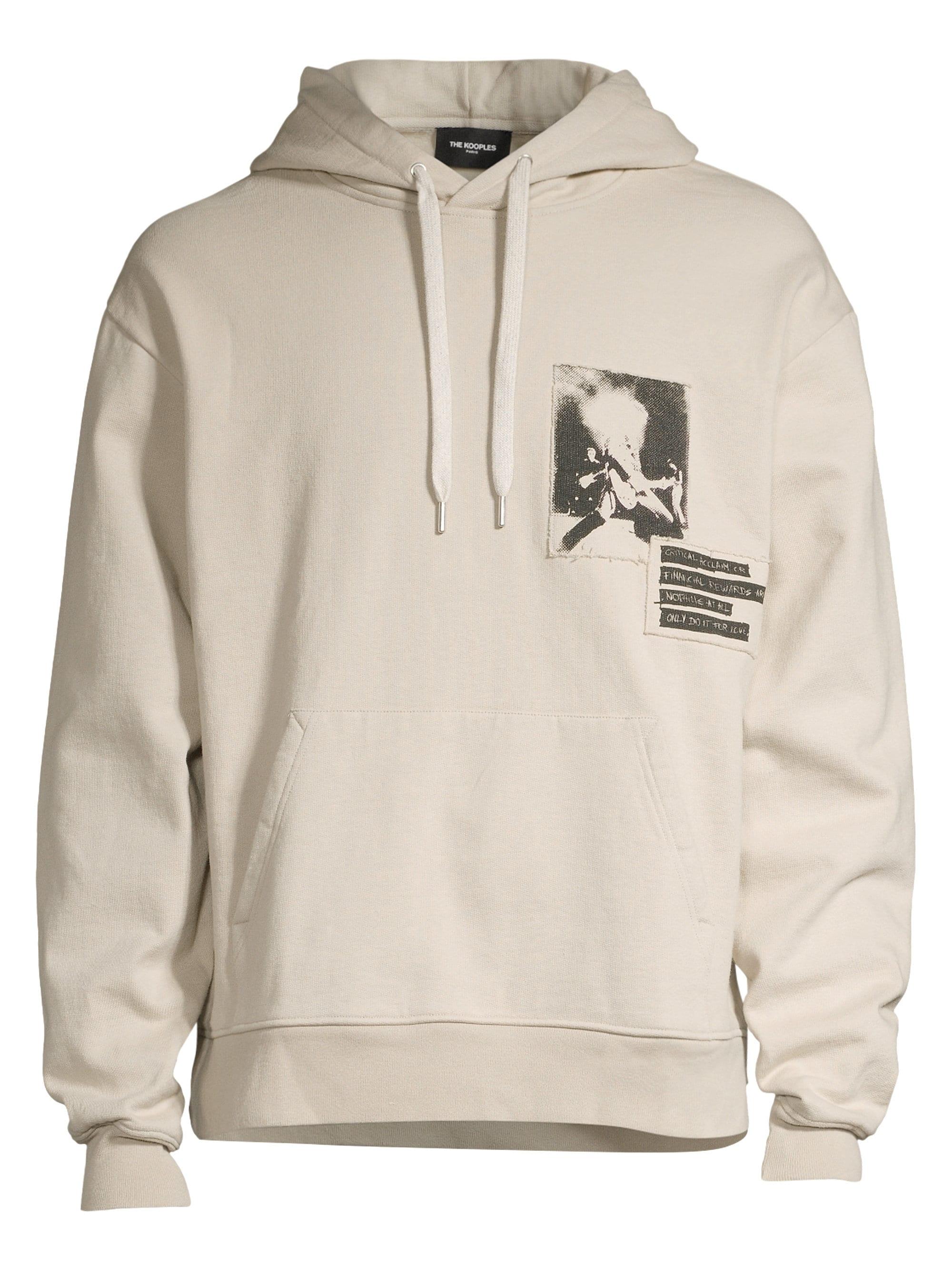 The Kooples Cotton Oversized Beige Hoodie With Patch in Natural for Men ...