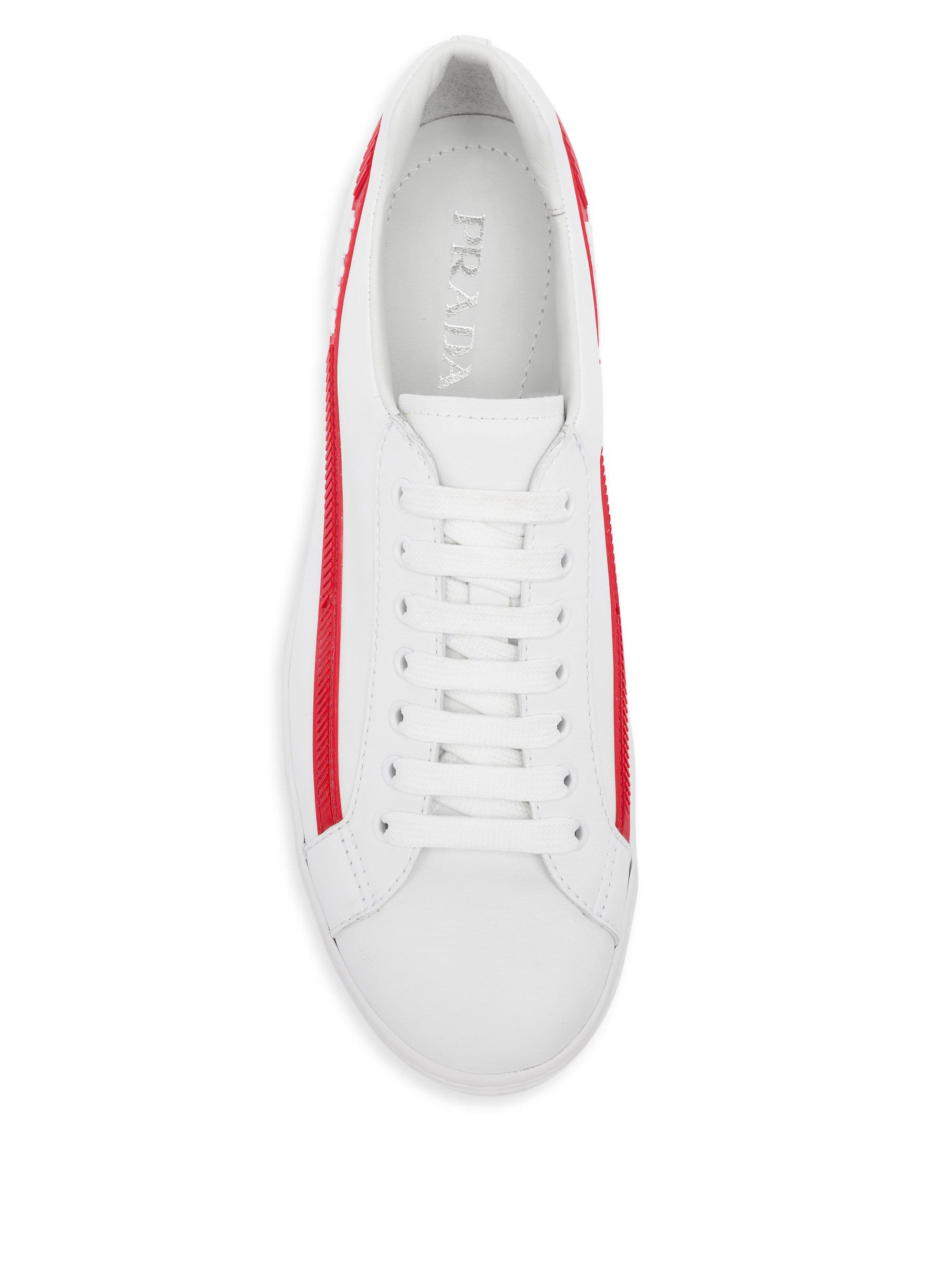 prada vitello plume leather sneakers