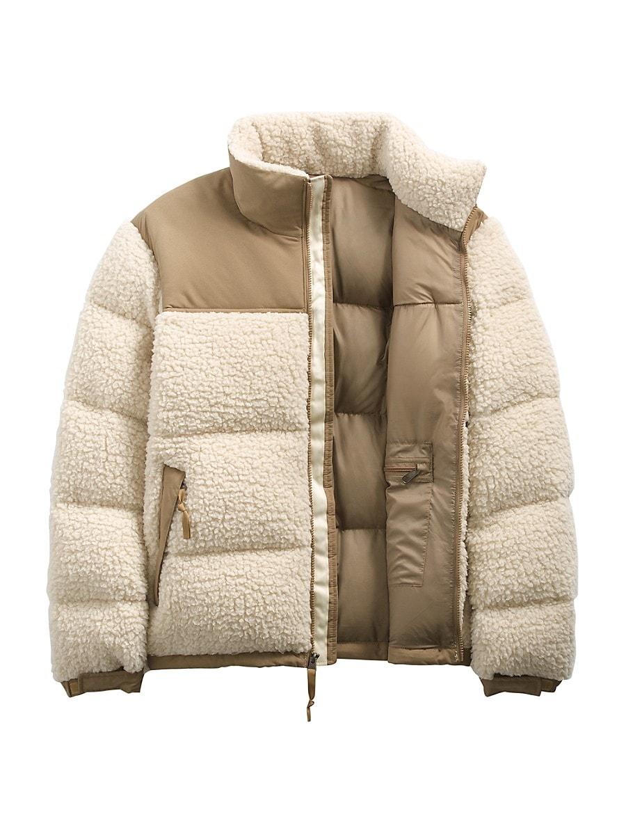 The North Face Synthetic Faux Shearling Nuptse Puffer Coat in Natural for  Men - Lyst