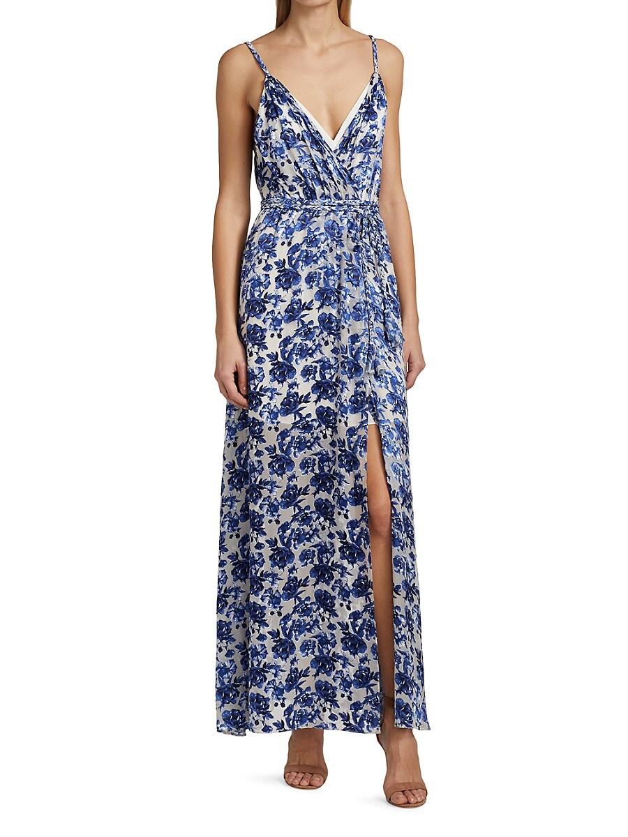 Alice + Olivia Samantha Belted Maxi Dress in Blue | Lyst