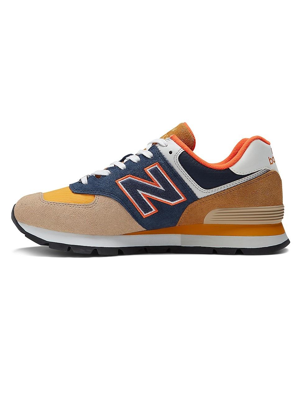 New Balance 574 Rugged Logo Suede Running Sneakers in Blue for Men | Lyst
