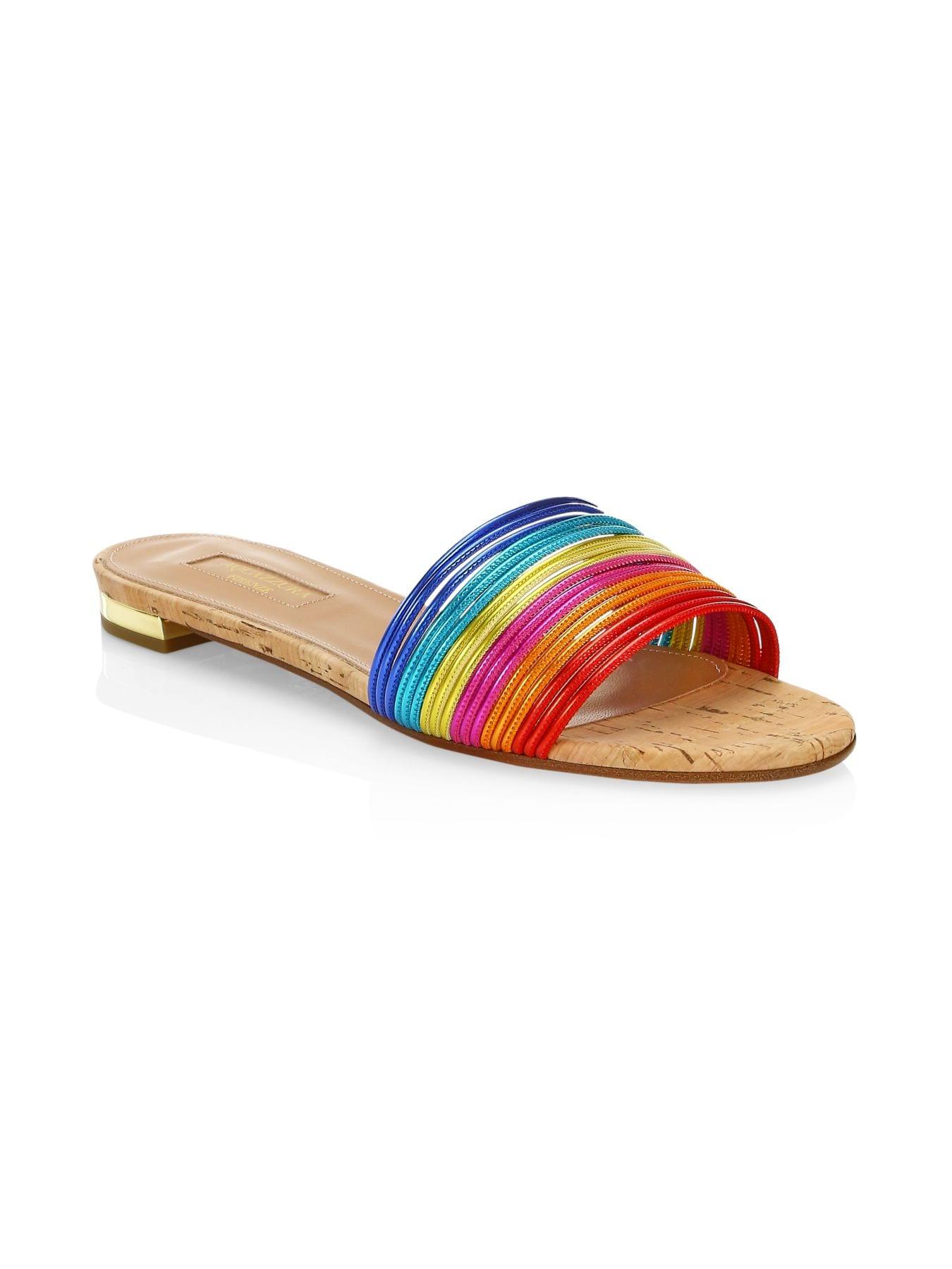 rainbow flat sandals