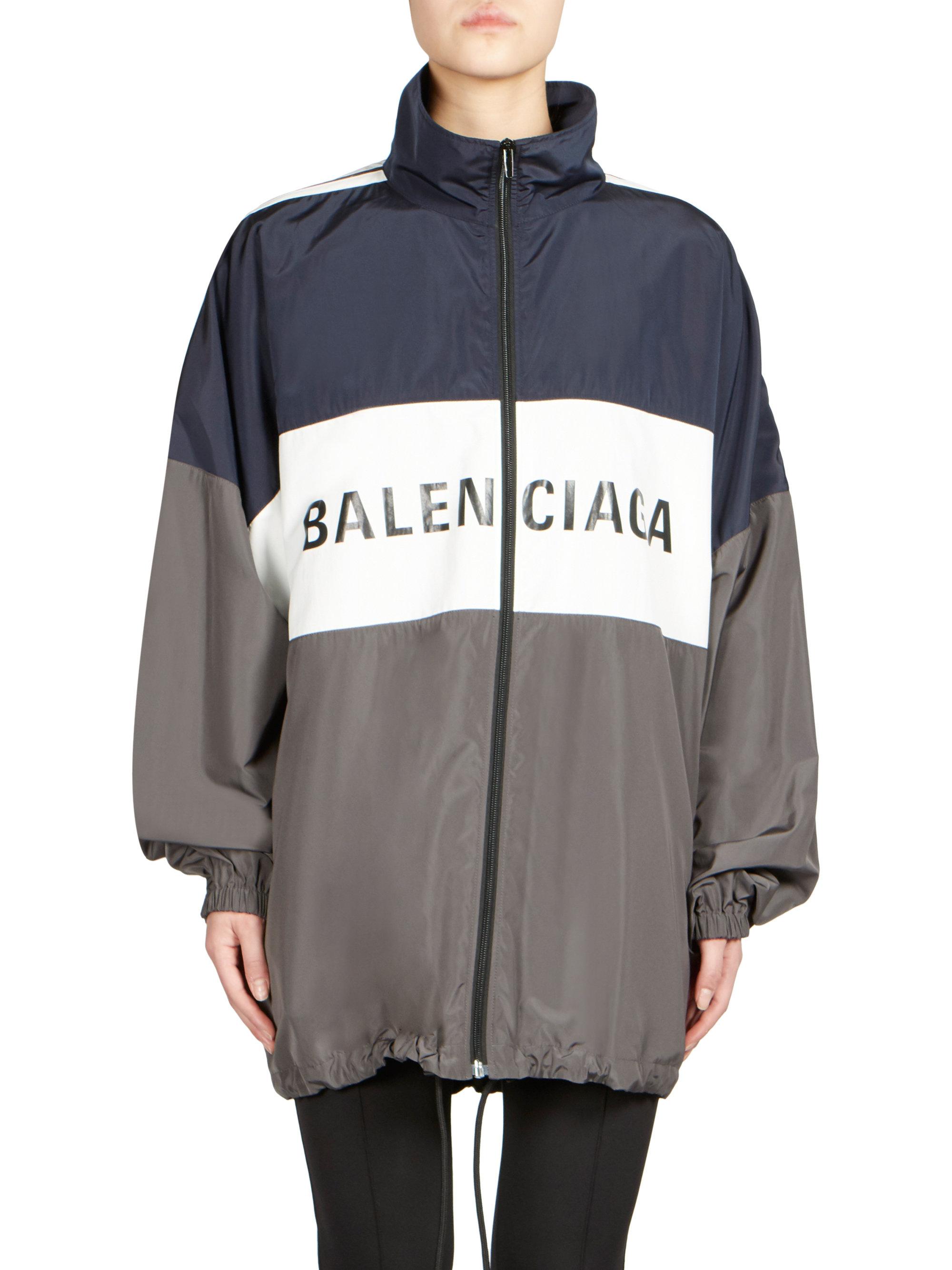 Balenciaga Oversized Logo Track Jacket in Navy (Blue) - Lyst