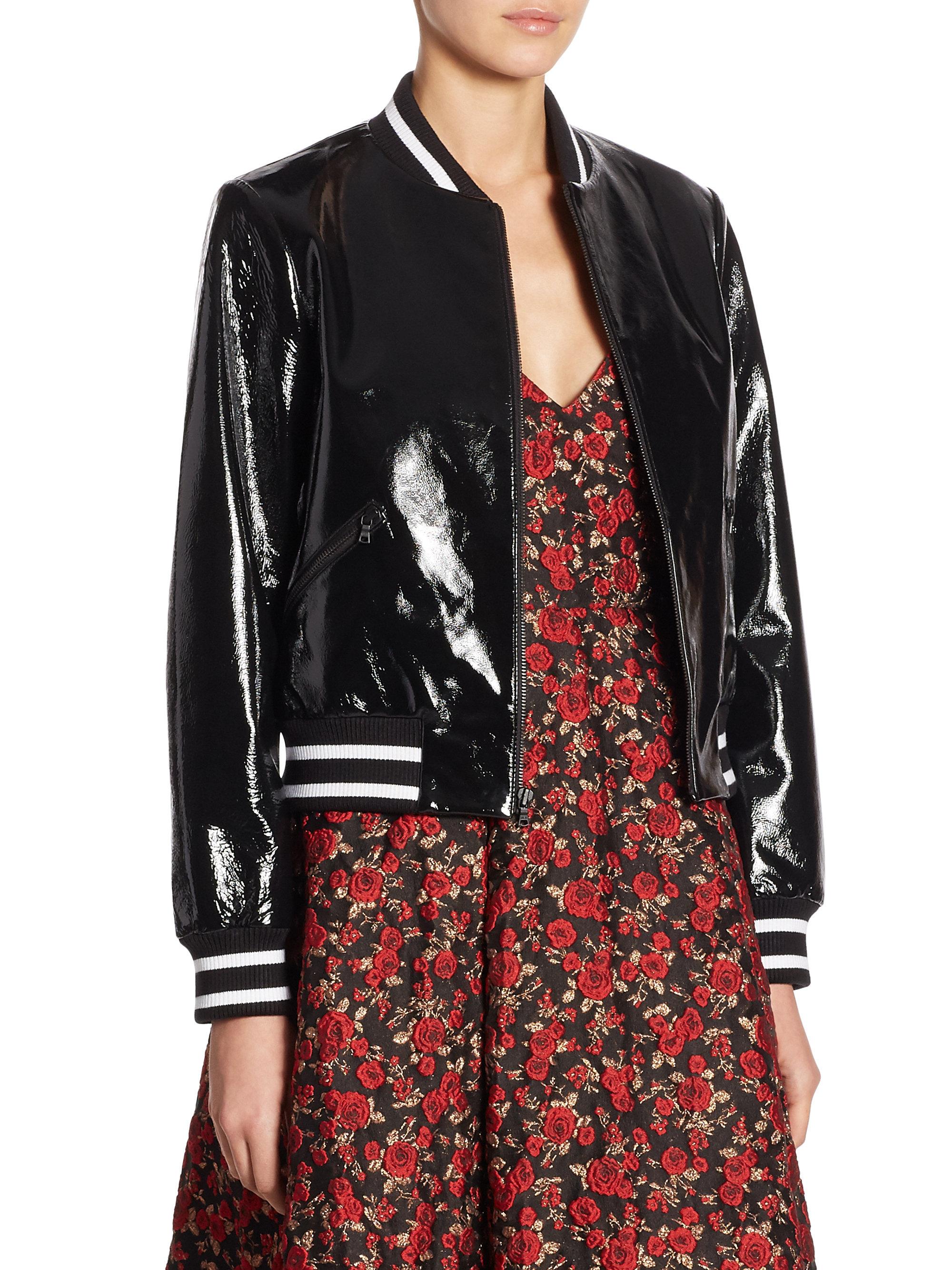 Alice + Olivia Demia Embroidered Bad Ass Leather Bomber Jacket in Black -  Lyst