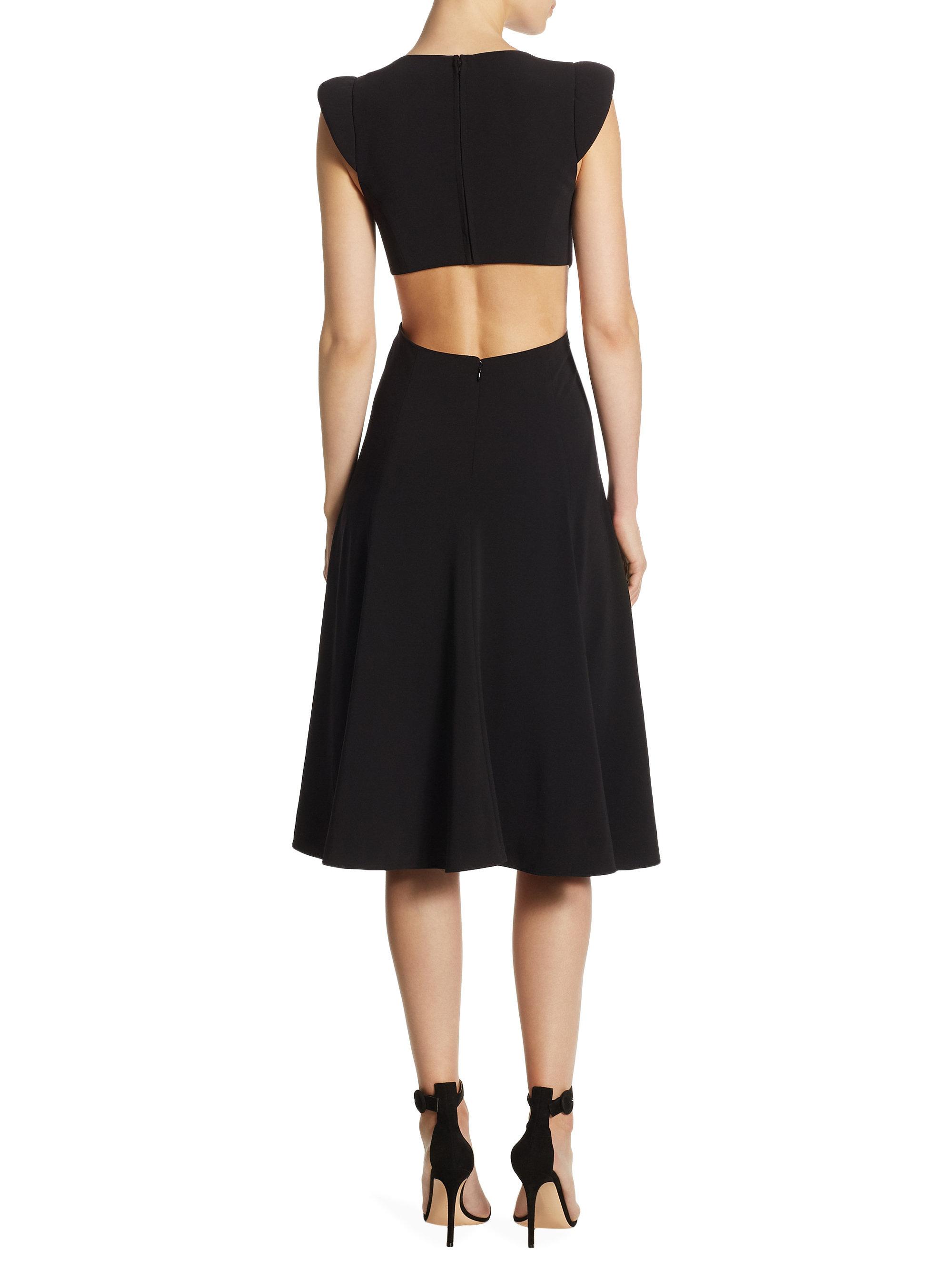 Halston Synthetic Flowy Kneelength Dress in Black Lyst