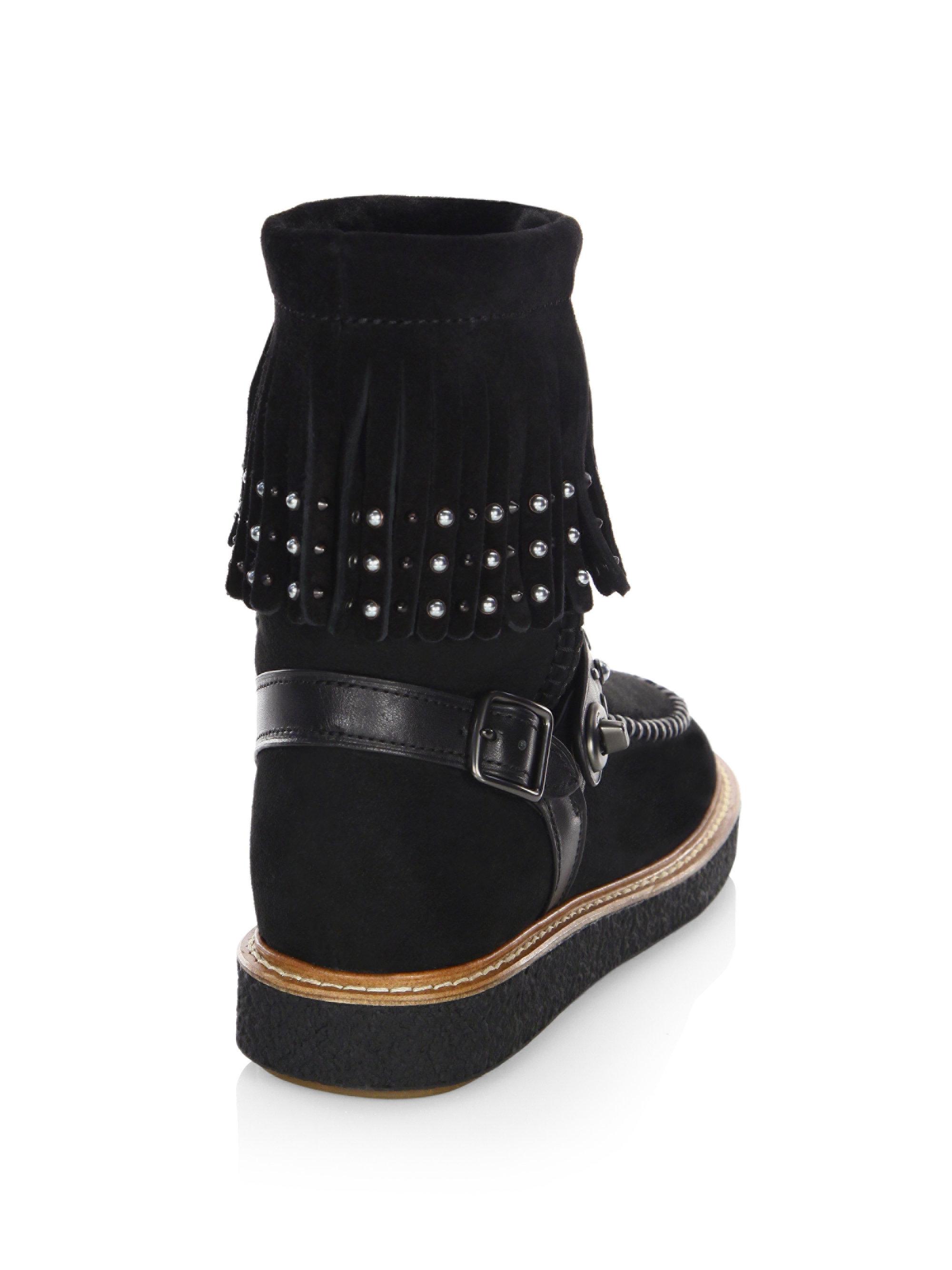 COACH Roccasin Shearlinglined Suede Boots in Black Lyst