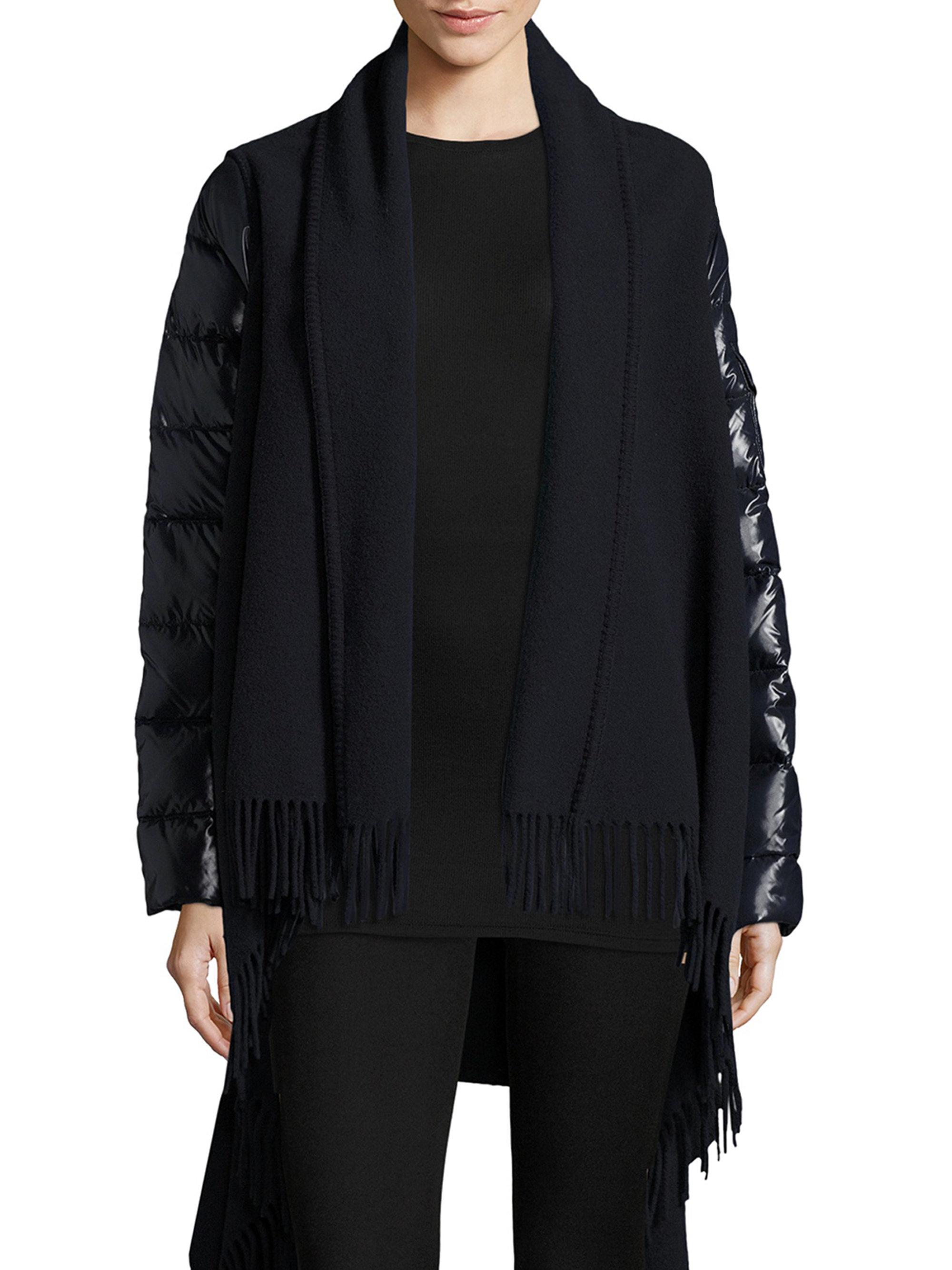 Moncler Mantella Fringed Cape in Black | Lyst