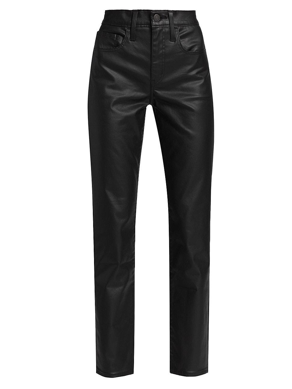 Levi's 724 High-rise Coated Straight Jeans in Black | Lyst