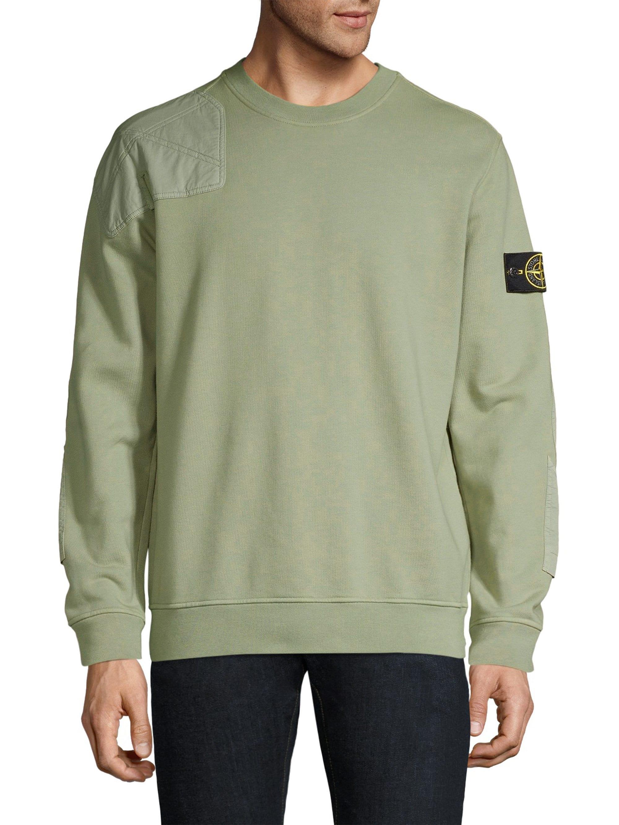 Stone Island Melange Fleece Sweatshirt in Sage (Green) for Men - Lyst