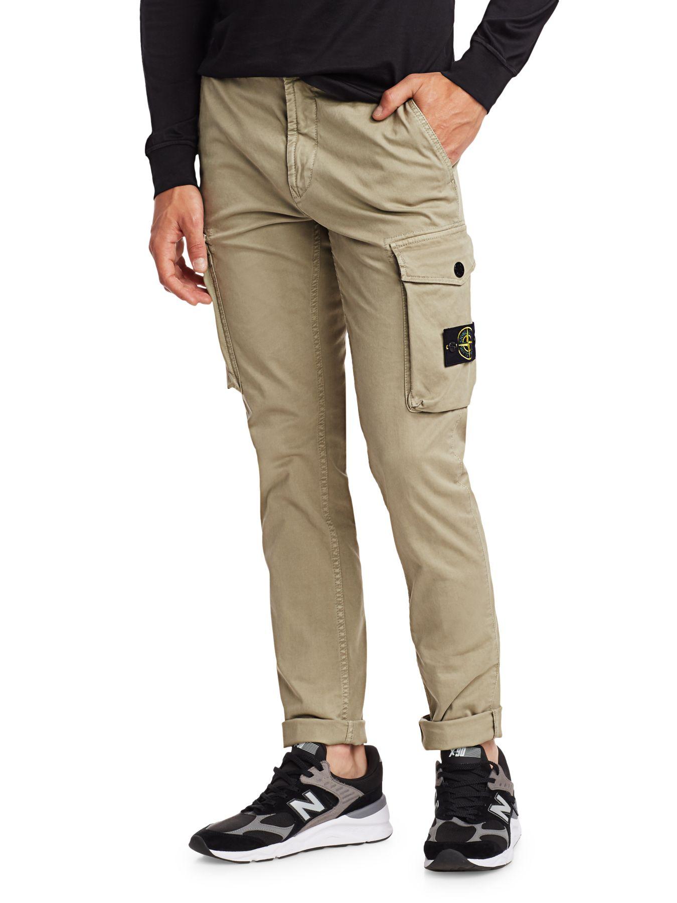 Stone Island Cotton Slim-fit Military Cargo Pants in Natural for Men - Lyst