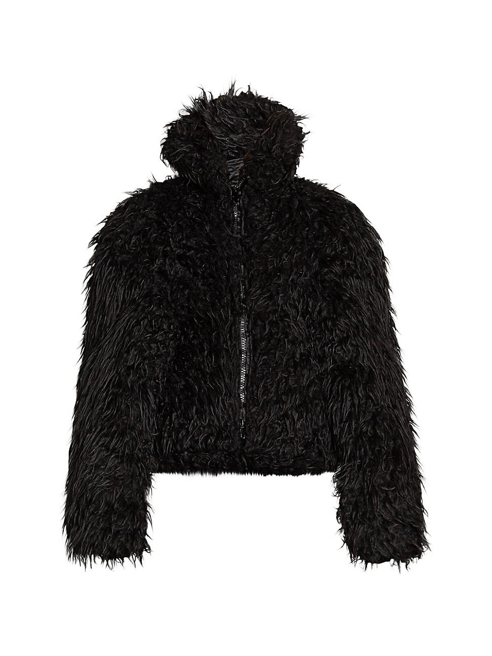 Balenciaga Crop Faux Fur Jacket in Black for Men | Lyst