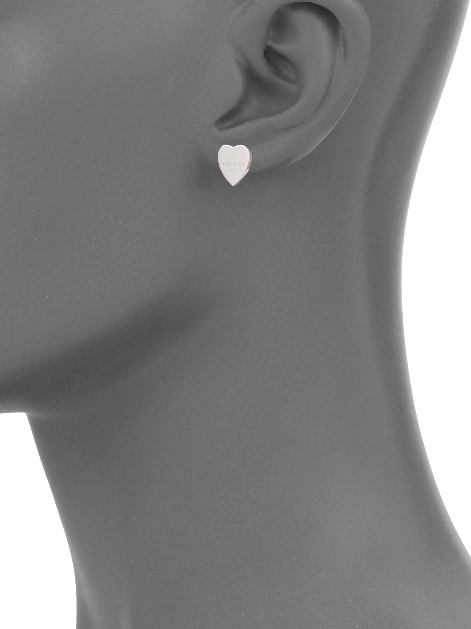 gucci trademark silver heart earrings