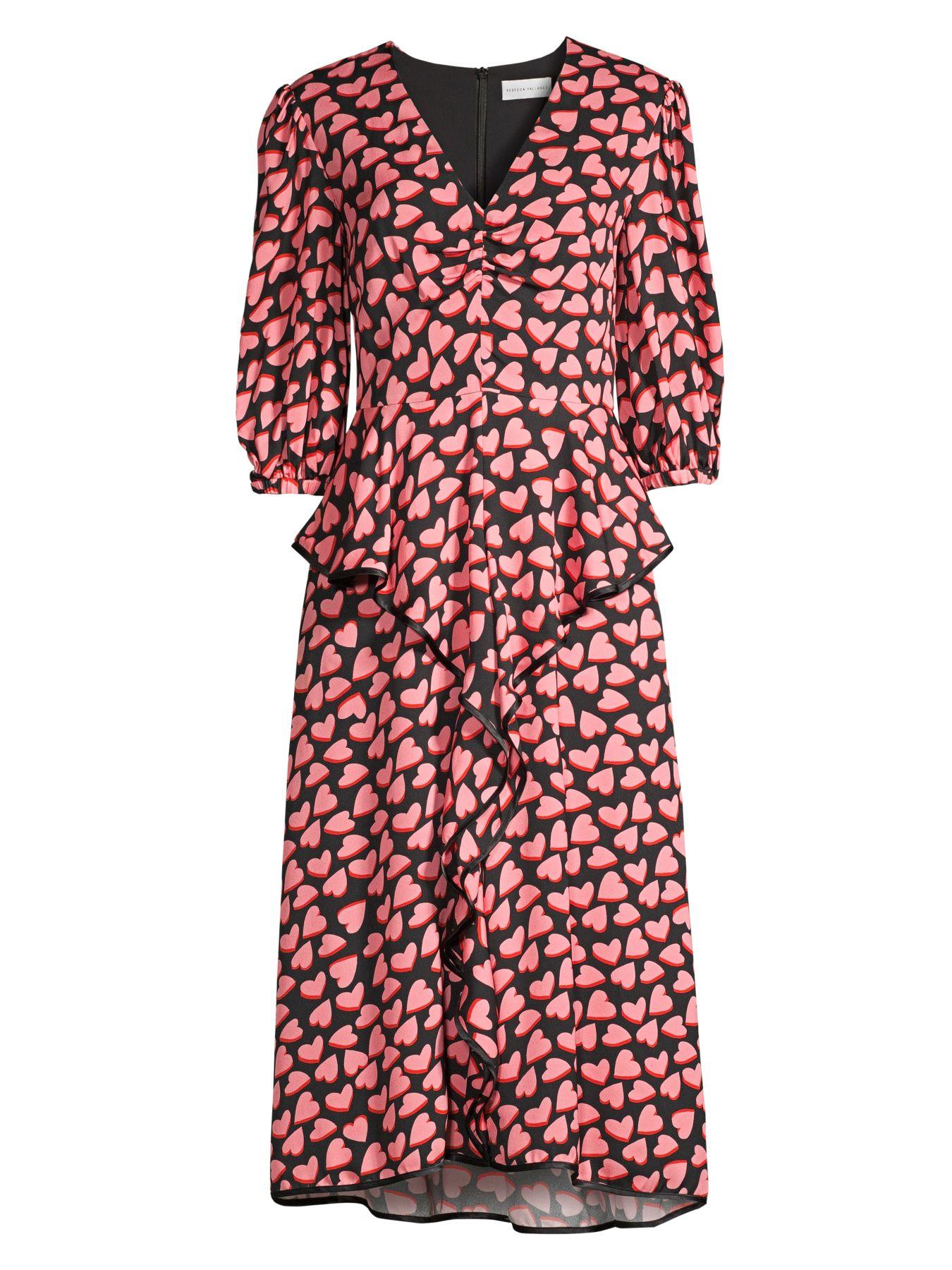 Rebecca Vallance Synthetic Hotel Beau Frill Heart Print Midi Dress in ...