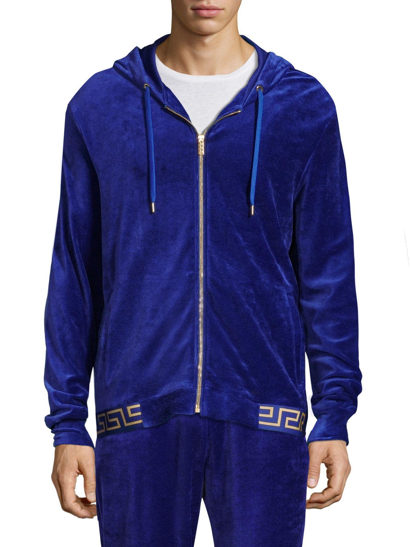 Versace Men's Blue Velour Sweat Track Pants Size L XL 2XL 3XL 4XL 5XL 