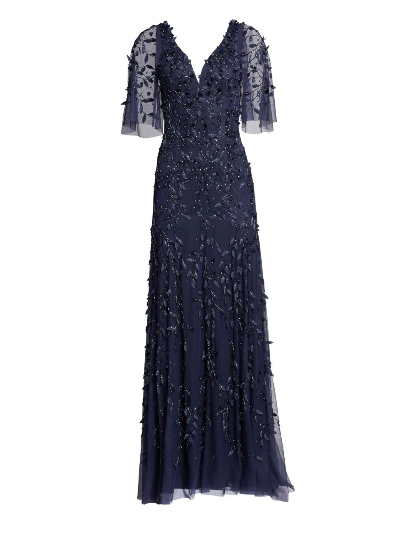 theia beaded brocade gown