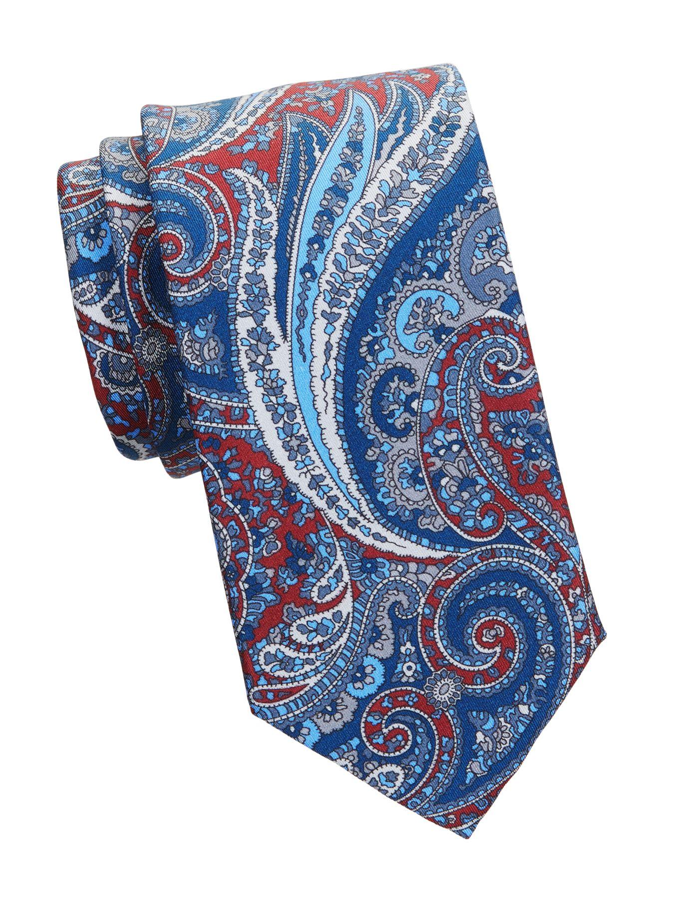 Brioni Paisley Silk Tie in Dark Red Blue (Blue) for Men - Lyst