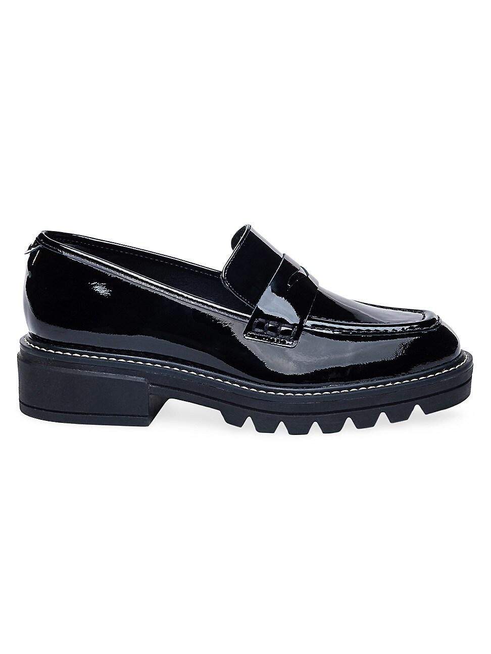 Bernardo Chandler Soft Patent Lug Sole Loafers in Black Lyst