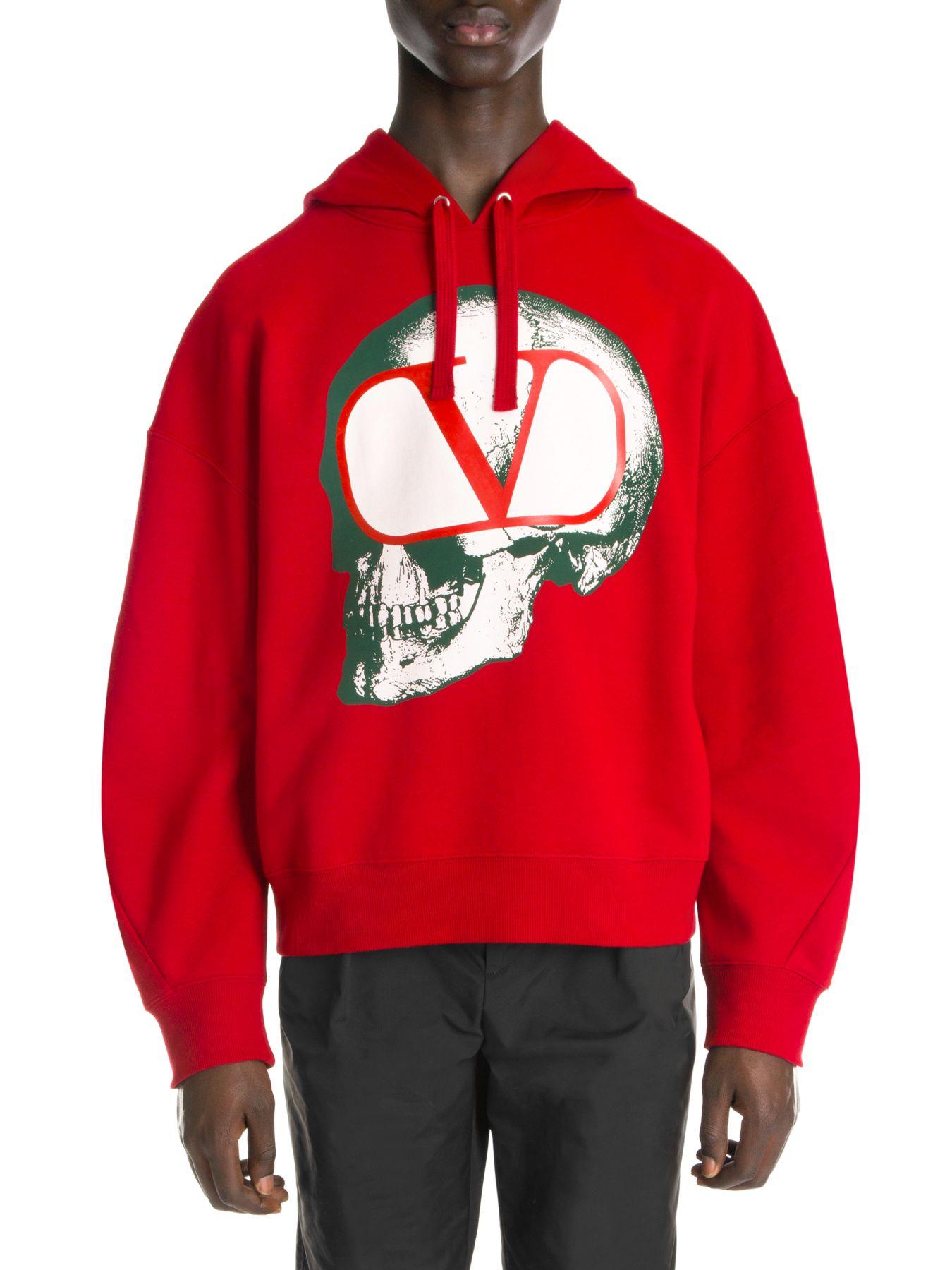 Valentino X Undercover Oversized Skull Logo Hoodie in Red for Men 