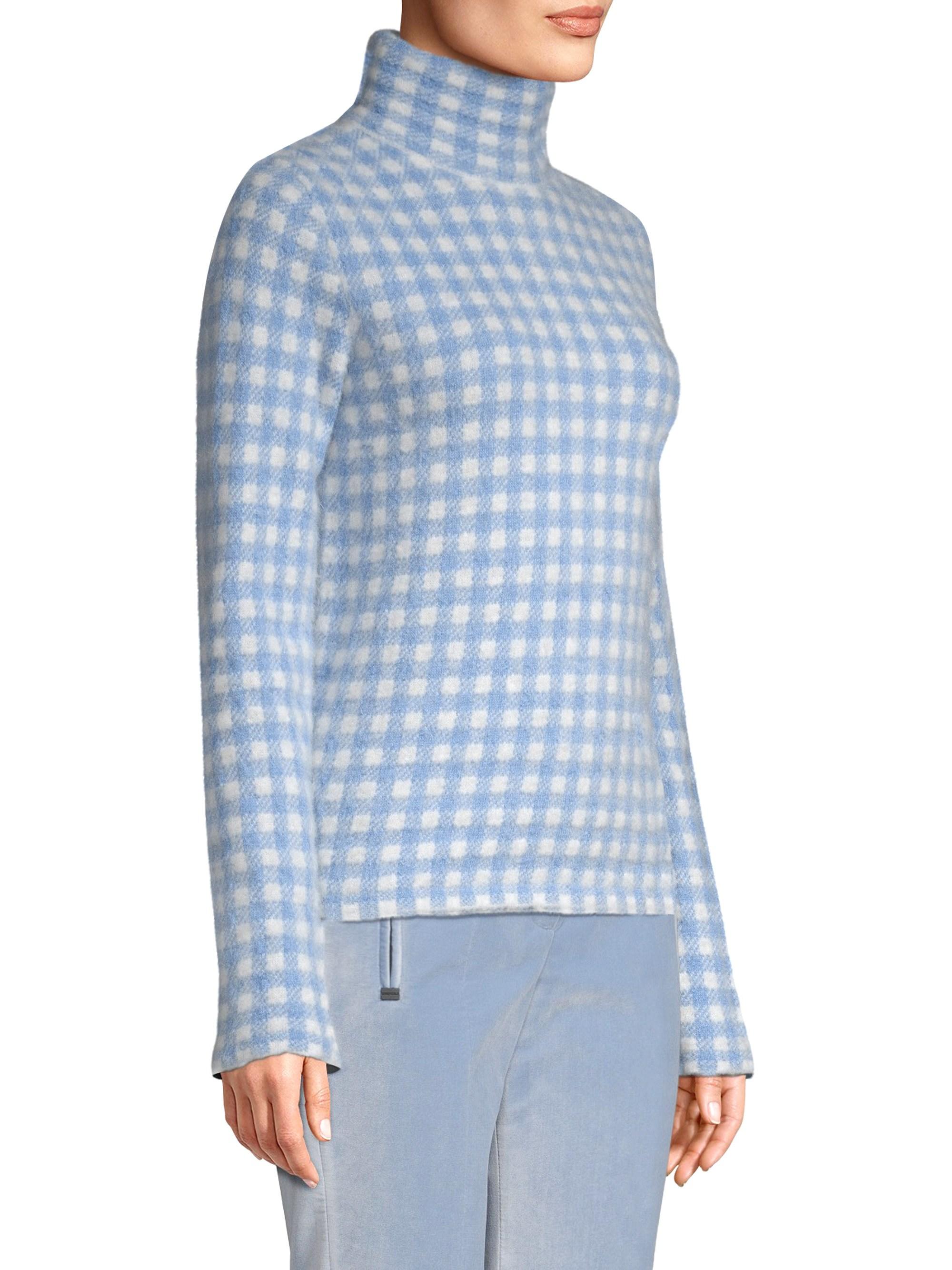 blue gingham sweater