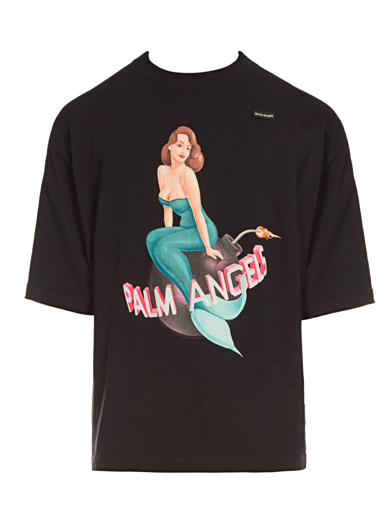 Palm Angels Cotton Mermaid Logo T-shirt 
