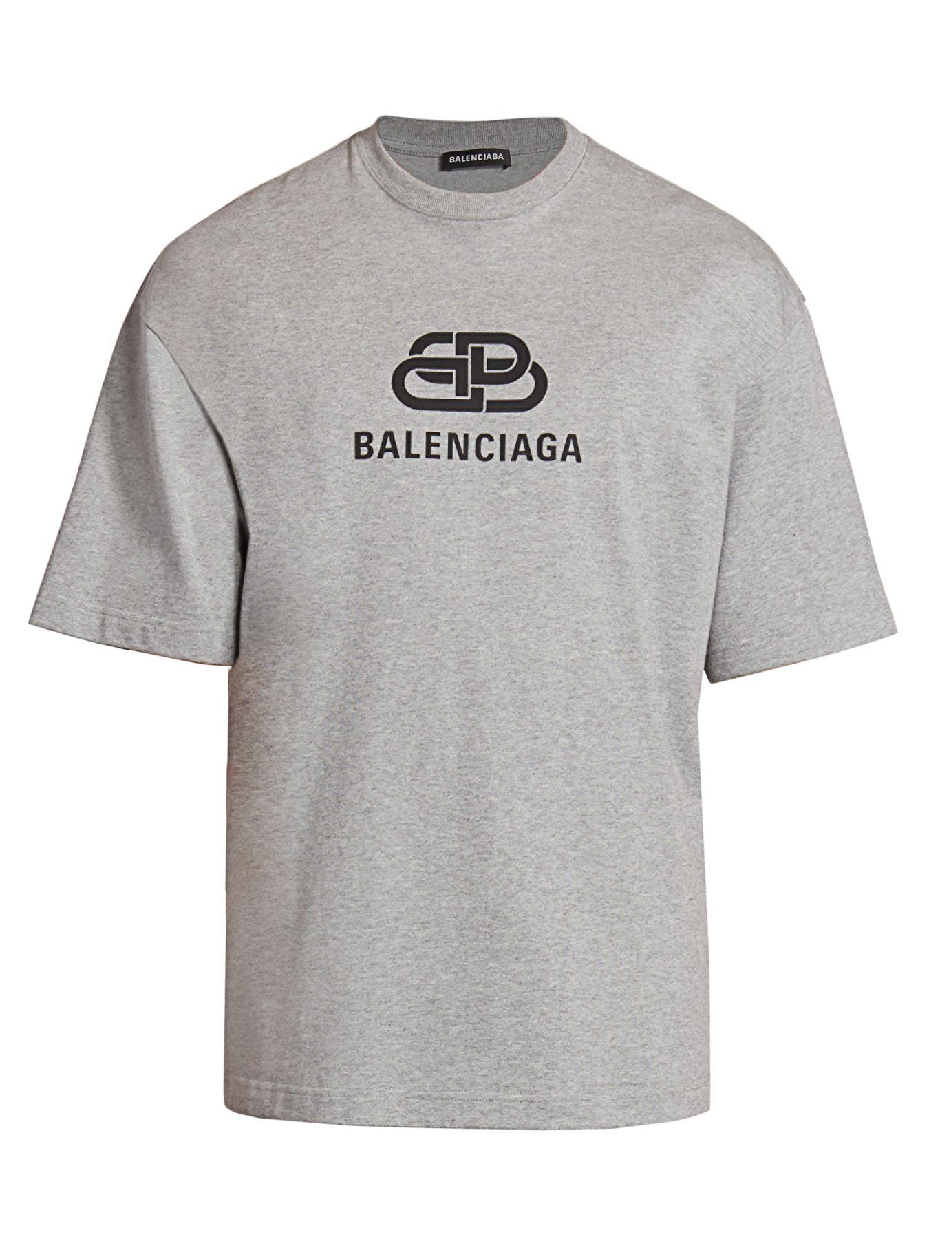 Balenciaga Cotton Logo T-shirt Grey in Gray for Men - Save 50% - Lyst
