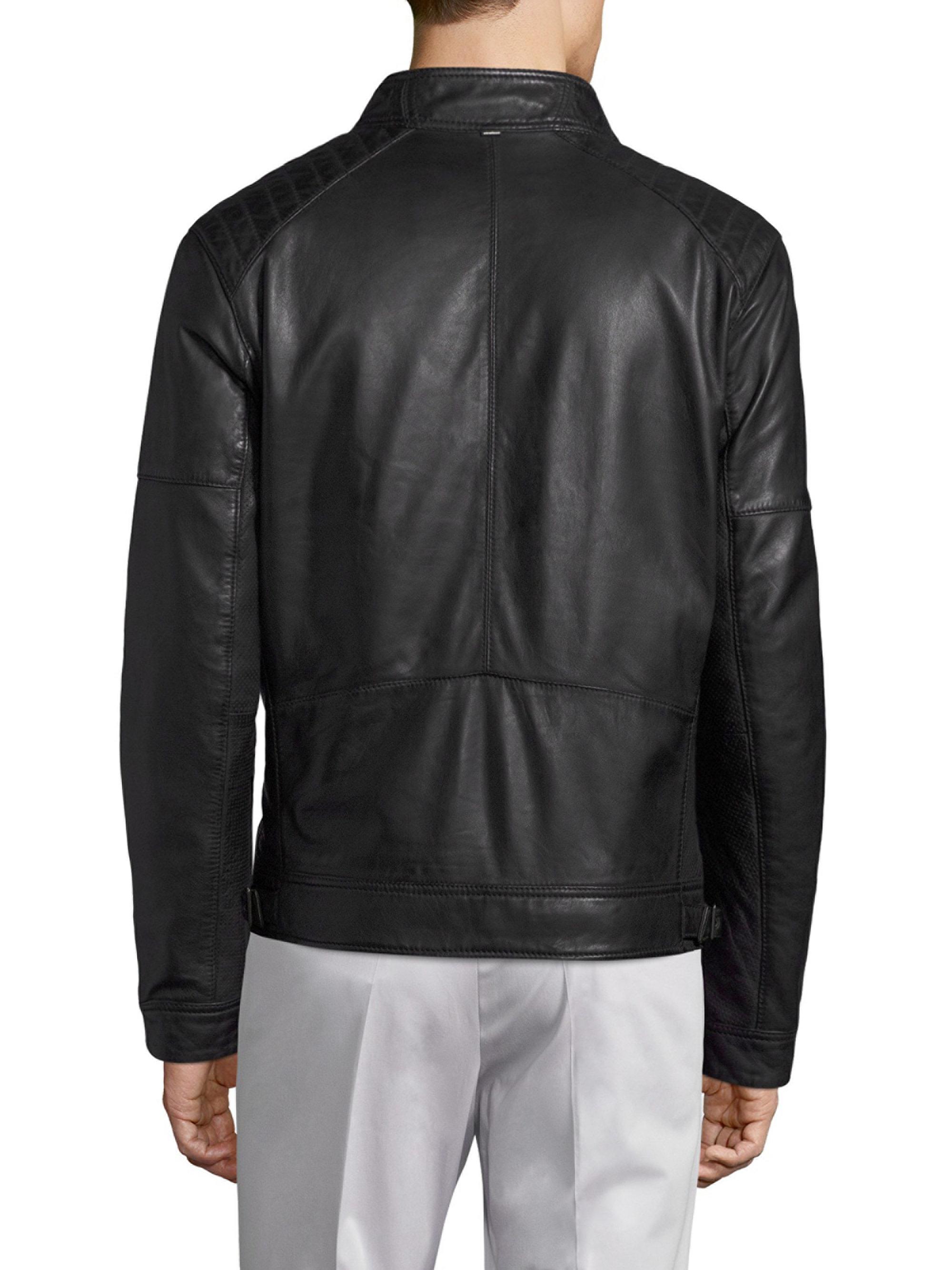Vlieger geur Gek Strellson Shield Perforated Leather Jacket in Black for Men - Lyst