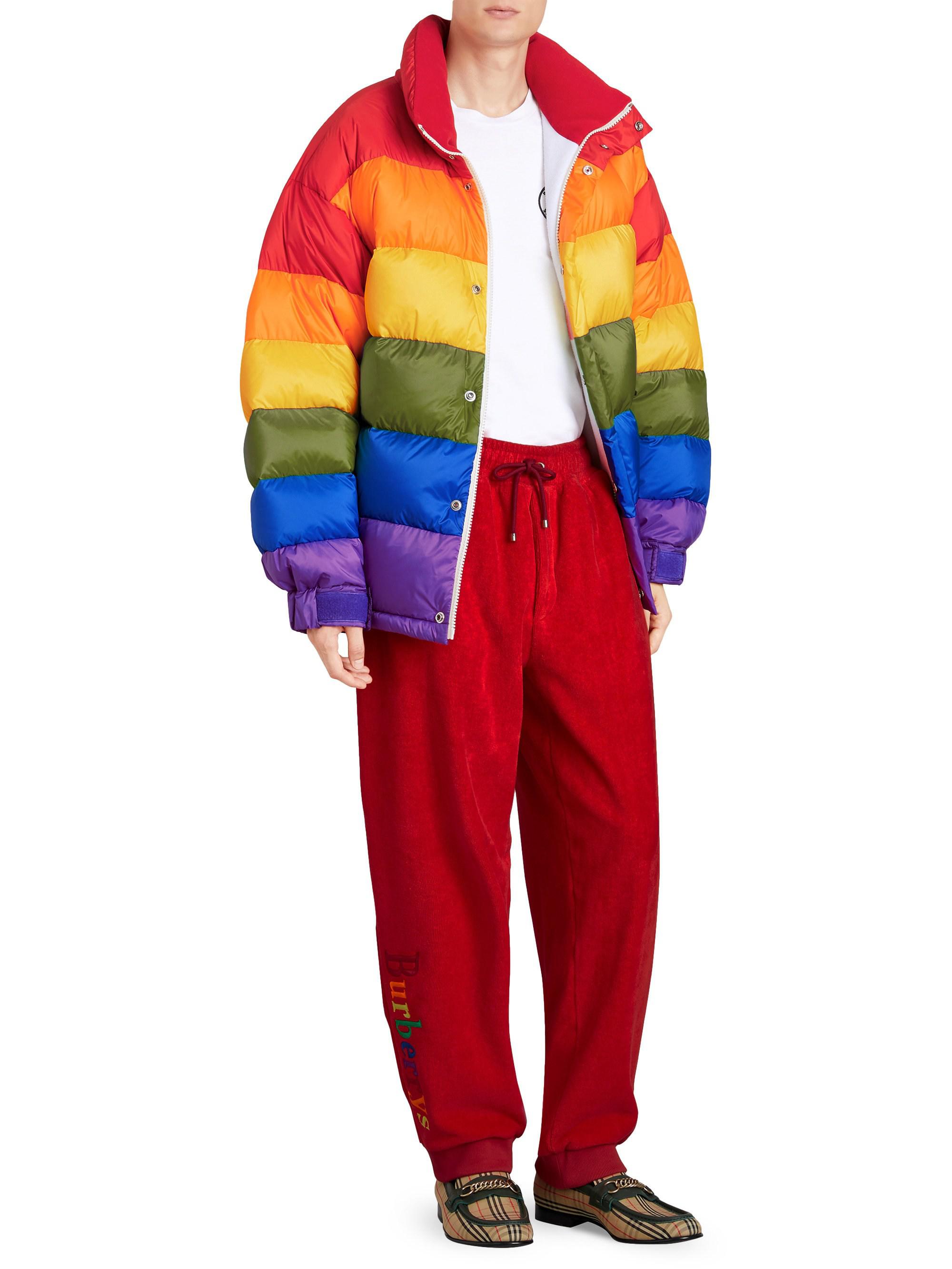 Burberry Rainbow Colorblock Down Puffer Coat for Men | Lyst
