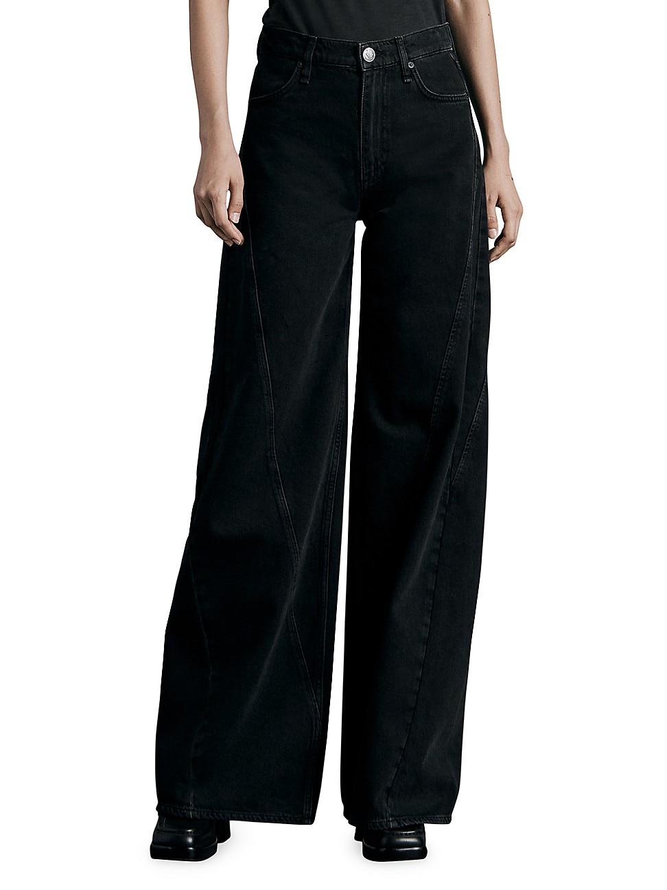 Rag & Bone Sofie High-rise Wide-leg Splice Jeans in Black | Lyst