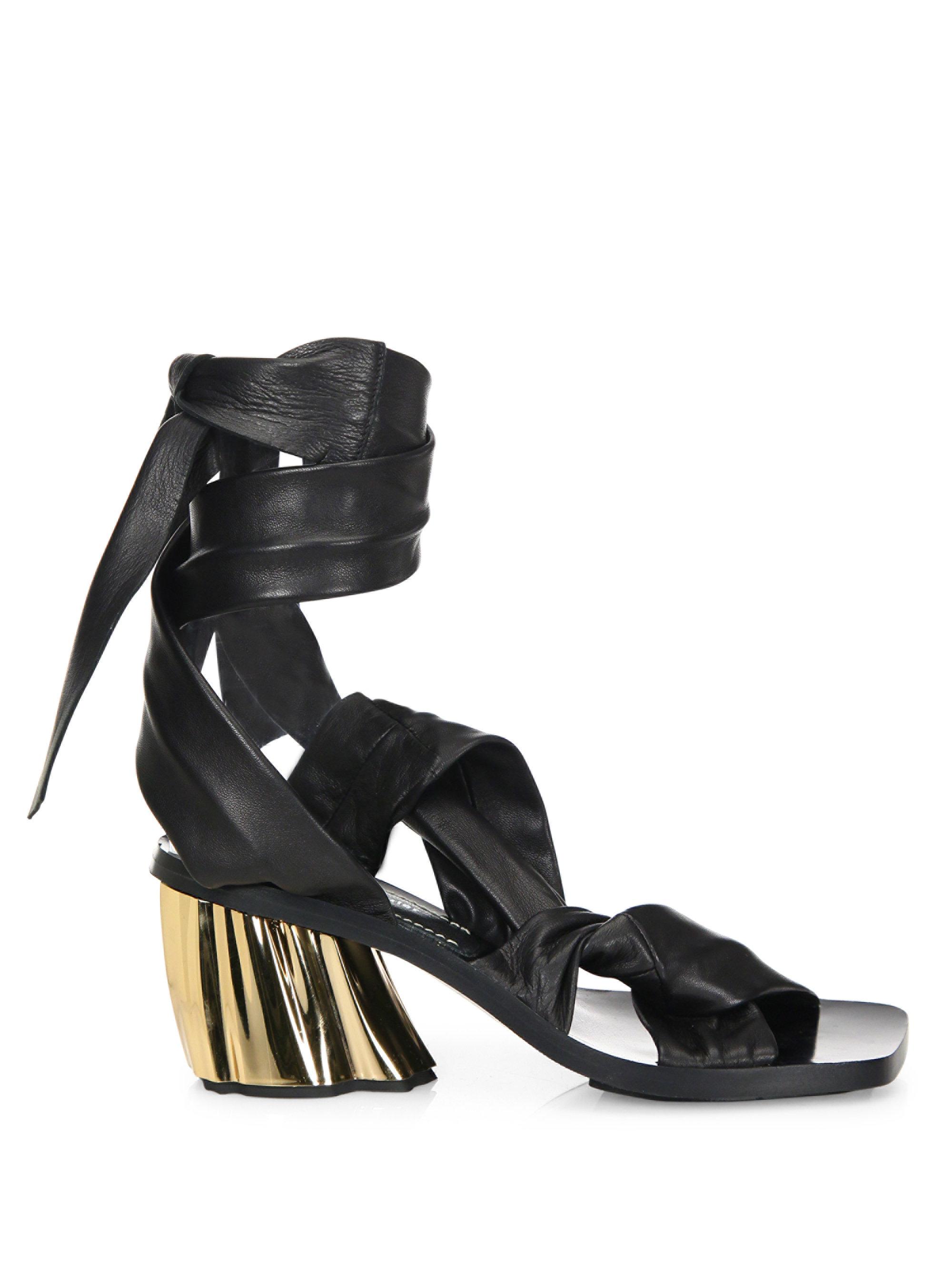 wrap leather sandals