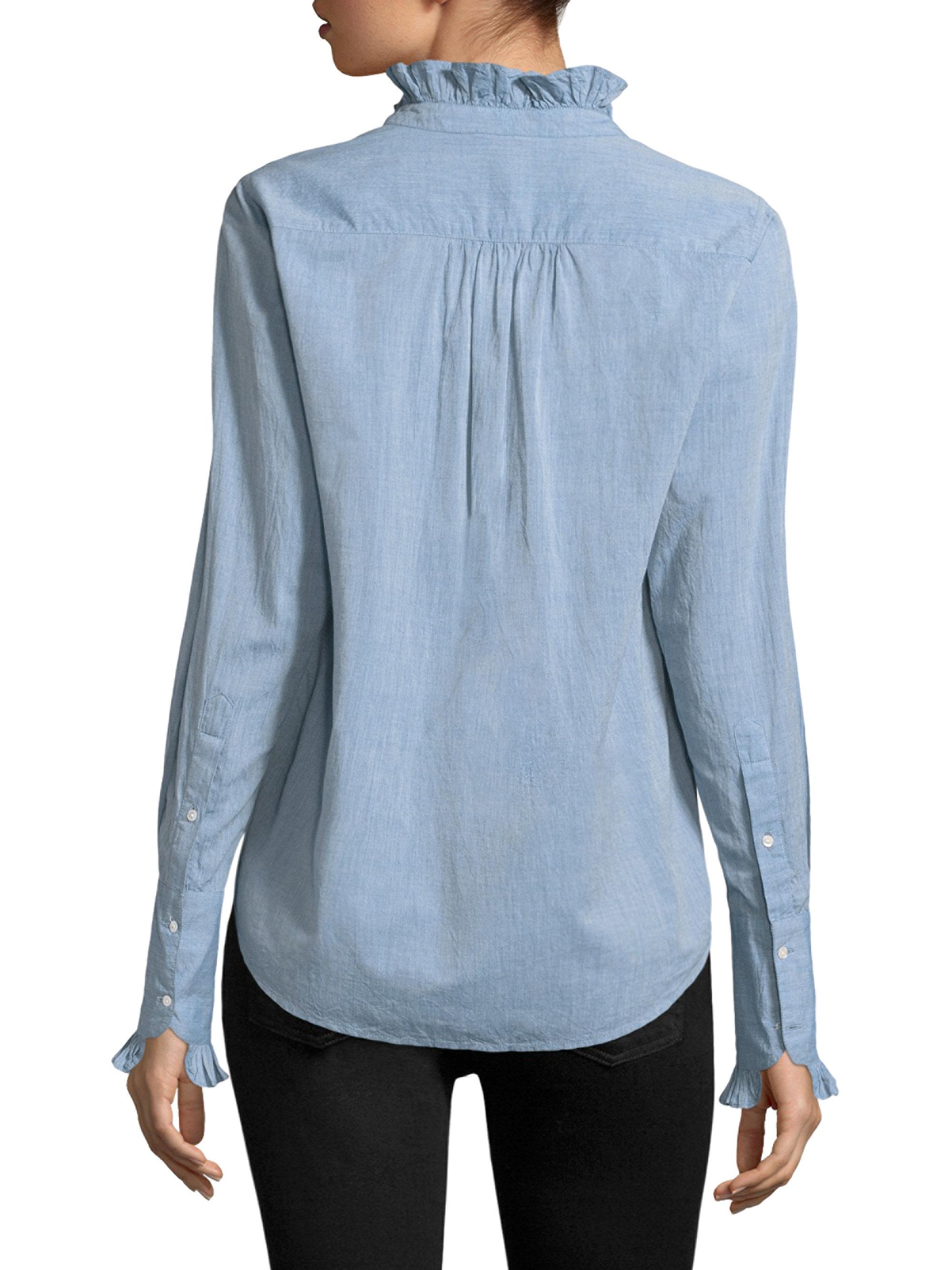 chambray ruffle shirt