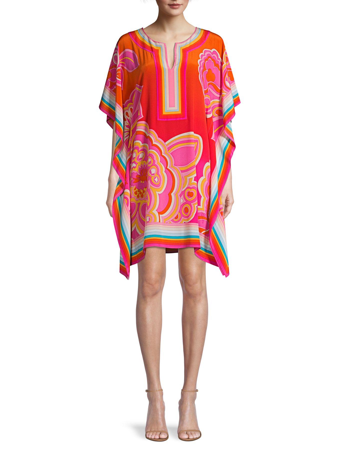 Trina Turk Theodora Silk Print Caftan in Red Lyst