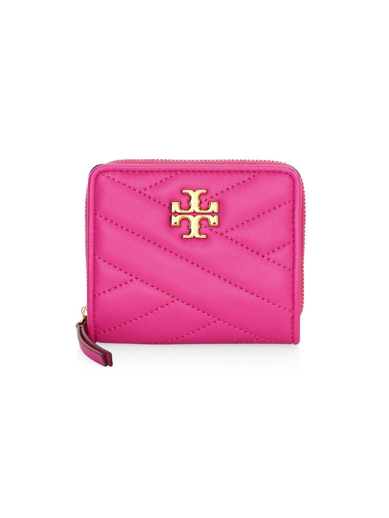 Tory Burch Kira Chevron Leather Bi-fold Wallet in Pink | Lyst