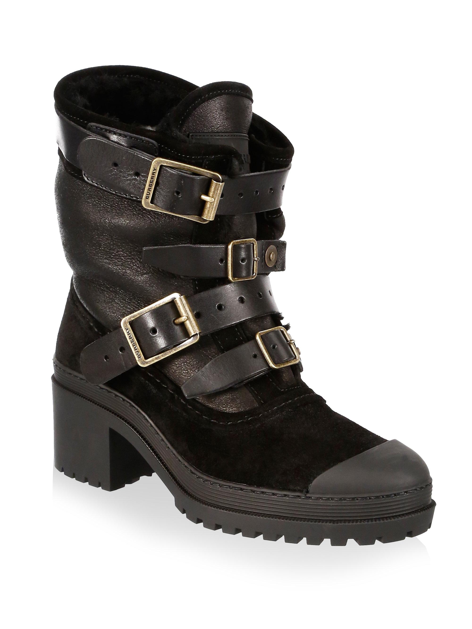 Burberry Suede Dukesbridge Shearling Weather Boot in Black Lyst