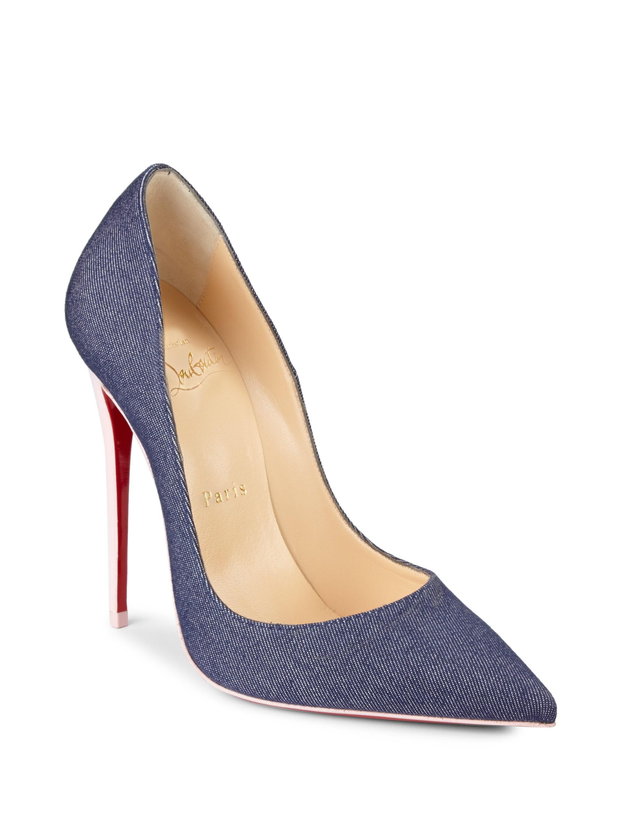 Christian Louboutin Blue So Kate 120mm Denim Pompadour Pink B678 Pumps Lyst