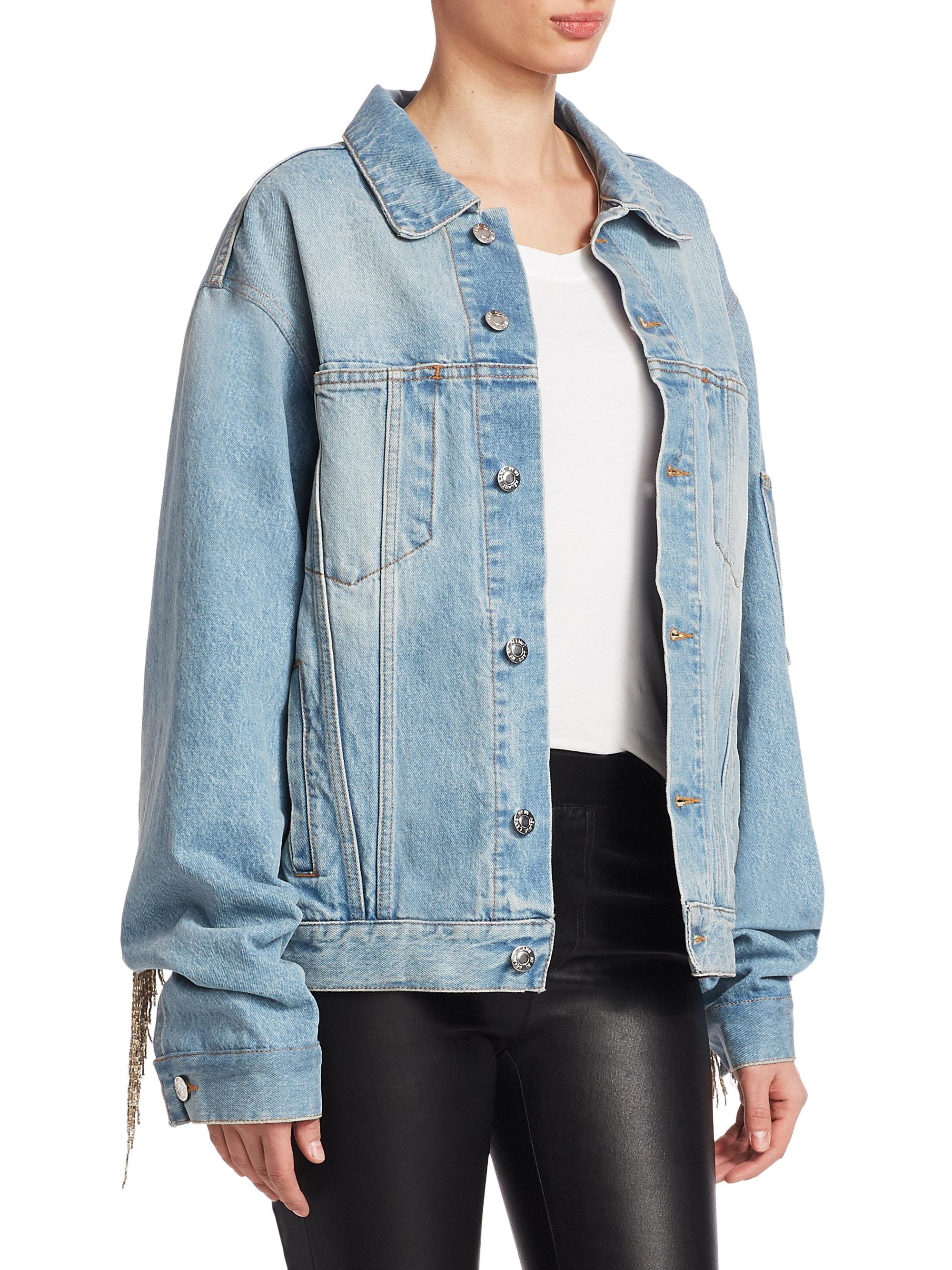 Helmut lang hot sale fringe denim jacket