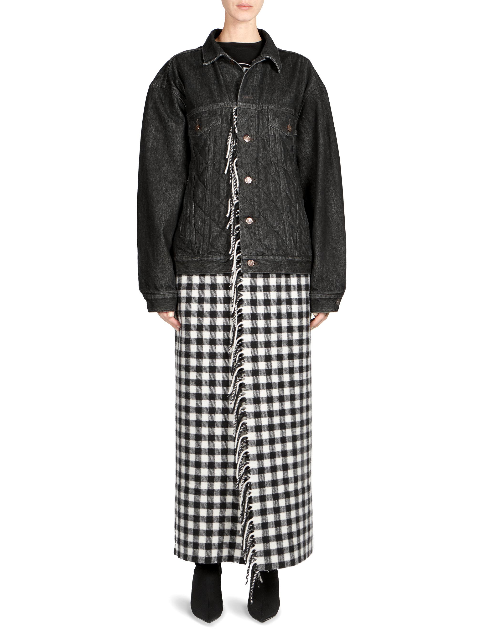 Balenciaga Fringe Plaid Blanket Denim 