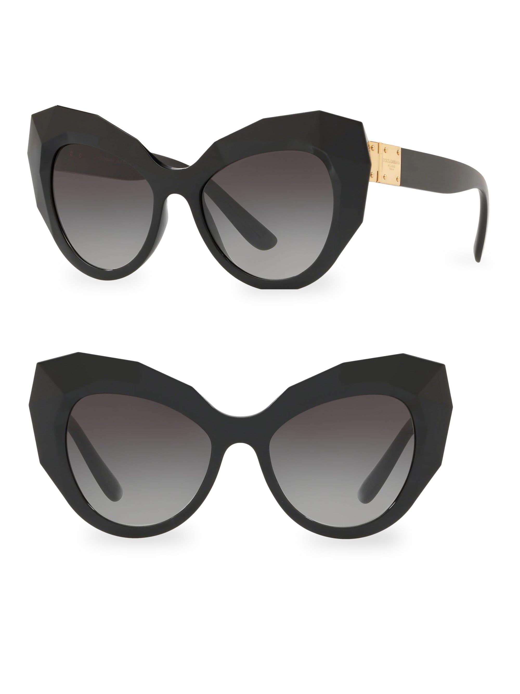 Dolce & Gabbana Dg6122 Faceted 52mm Cat Eye Sunglasses in Black - Lyst