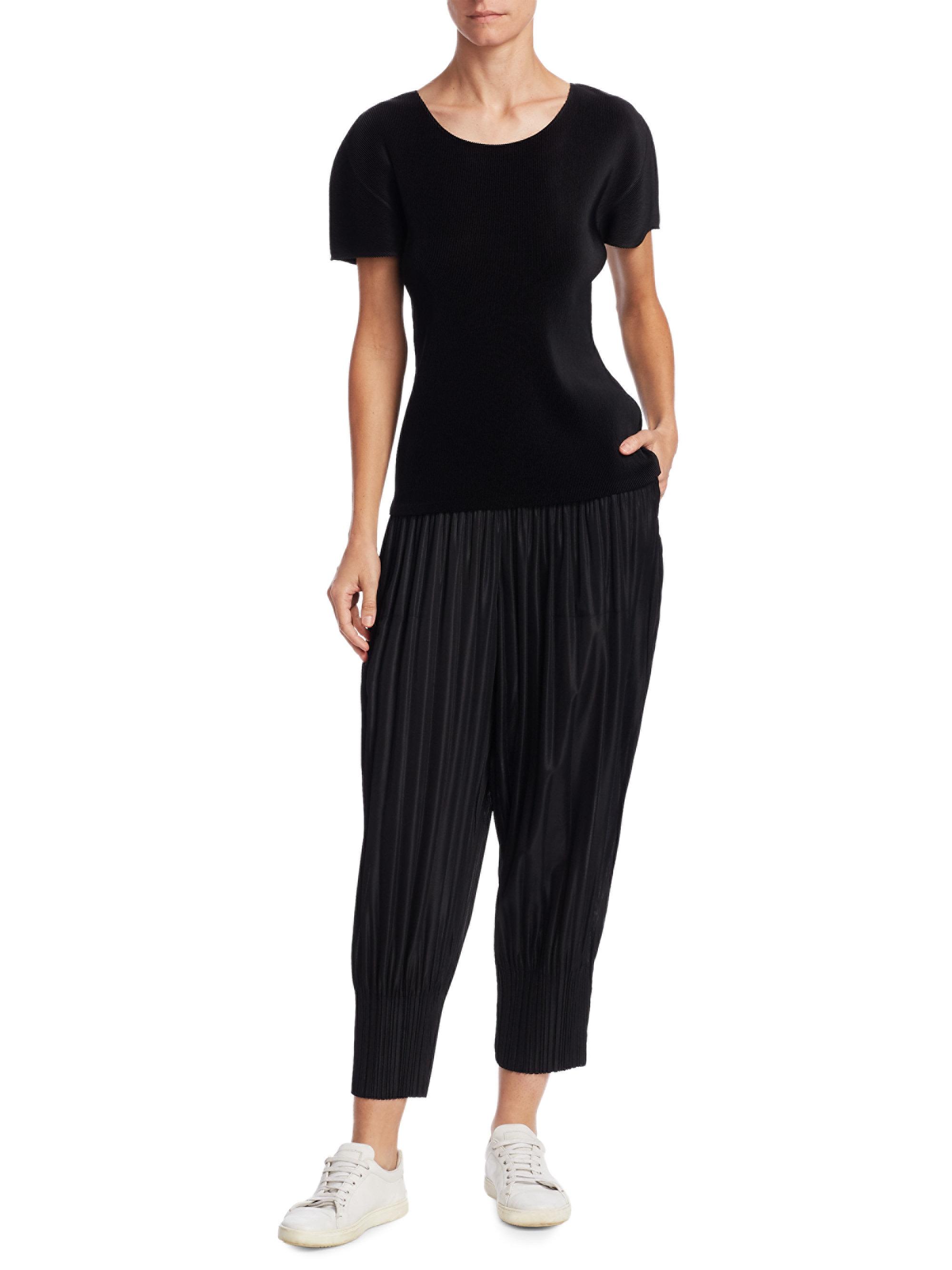 Pleats Please Issey Miyake Fluffy Basics Harem Pants in Black | Lyst