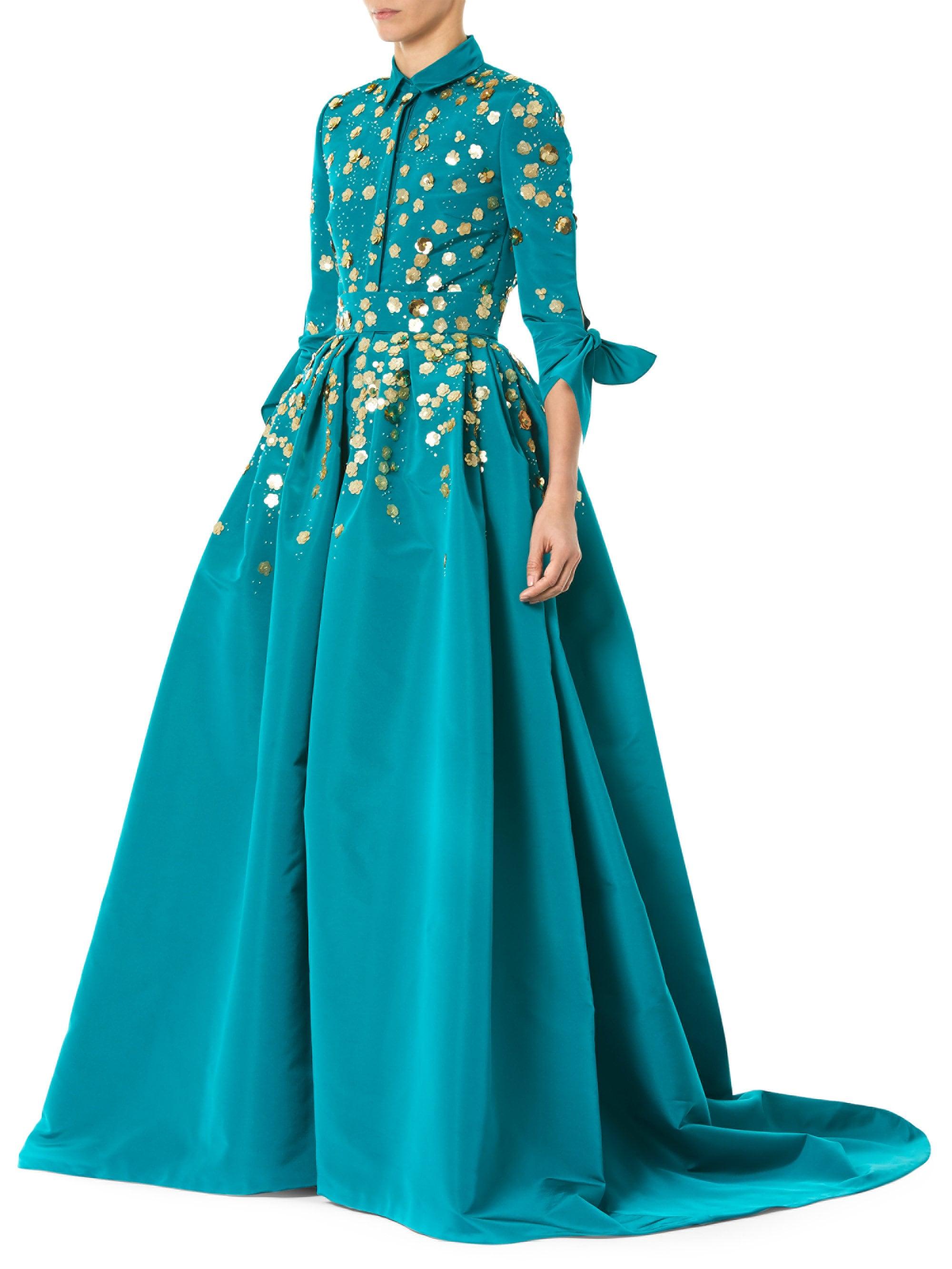 Carolina Herrera Embellished Silk Trench Dress in Blue - Lyst