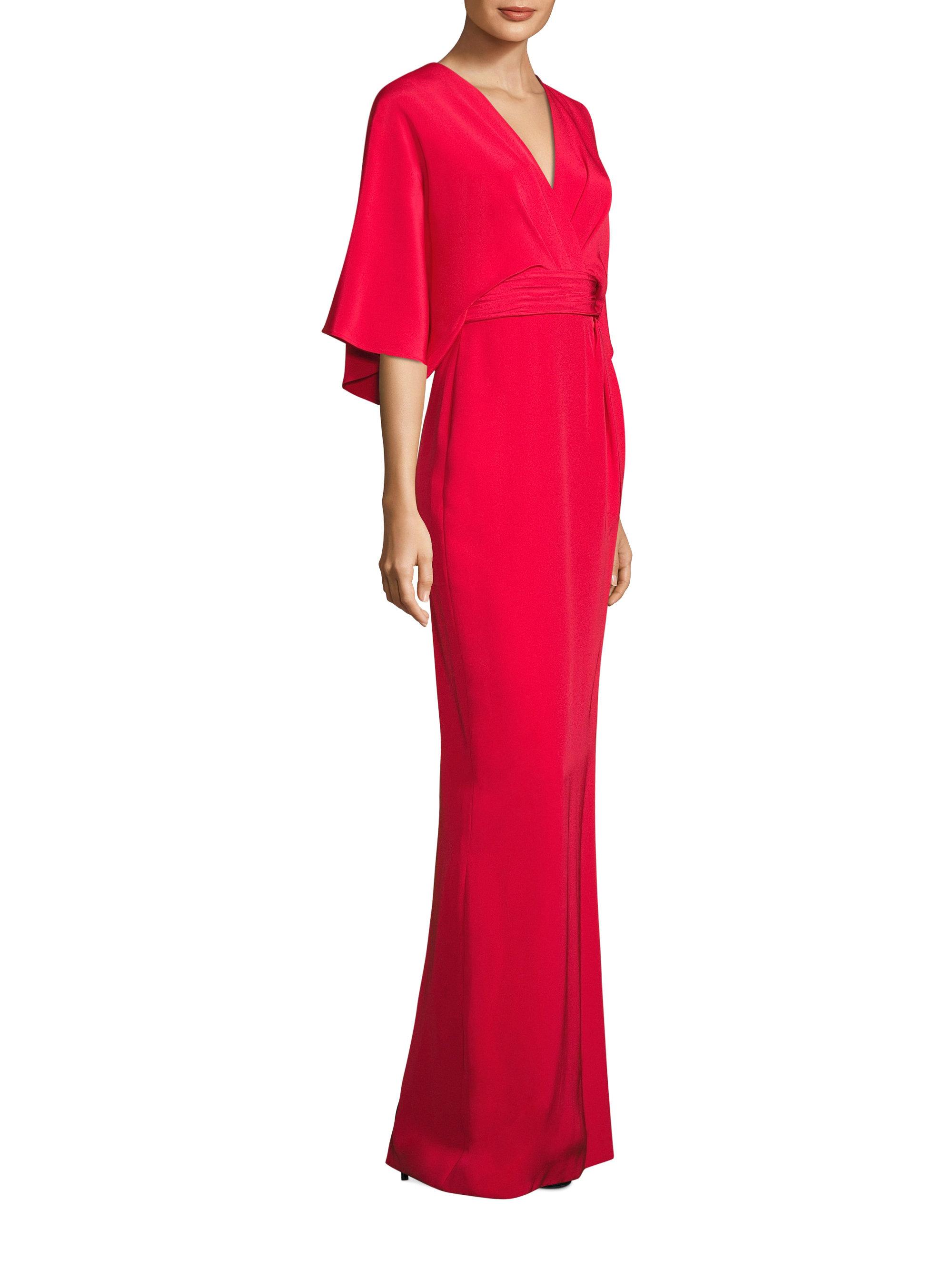 THEIA Solid Silk Blend Kimono Gown in Red - Lyst