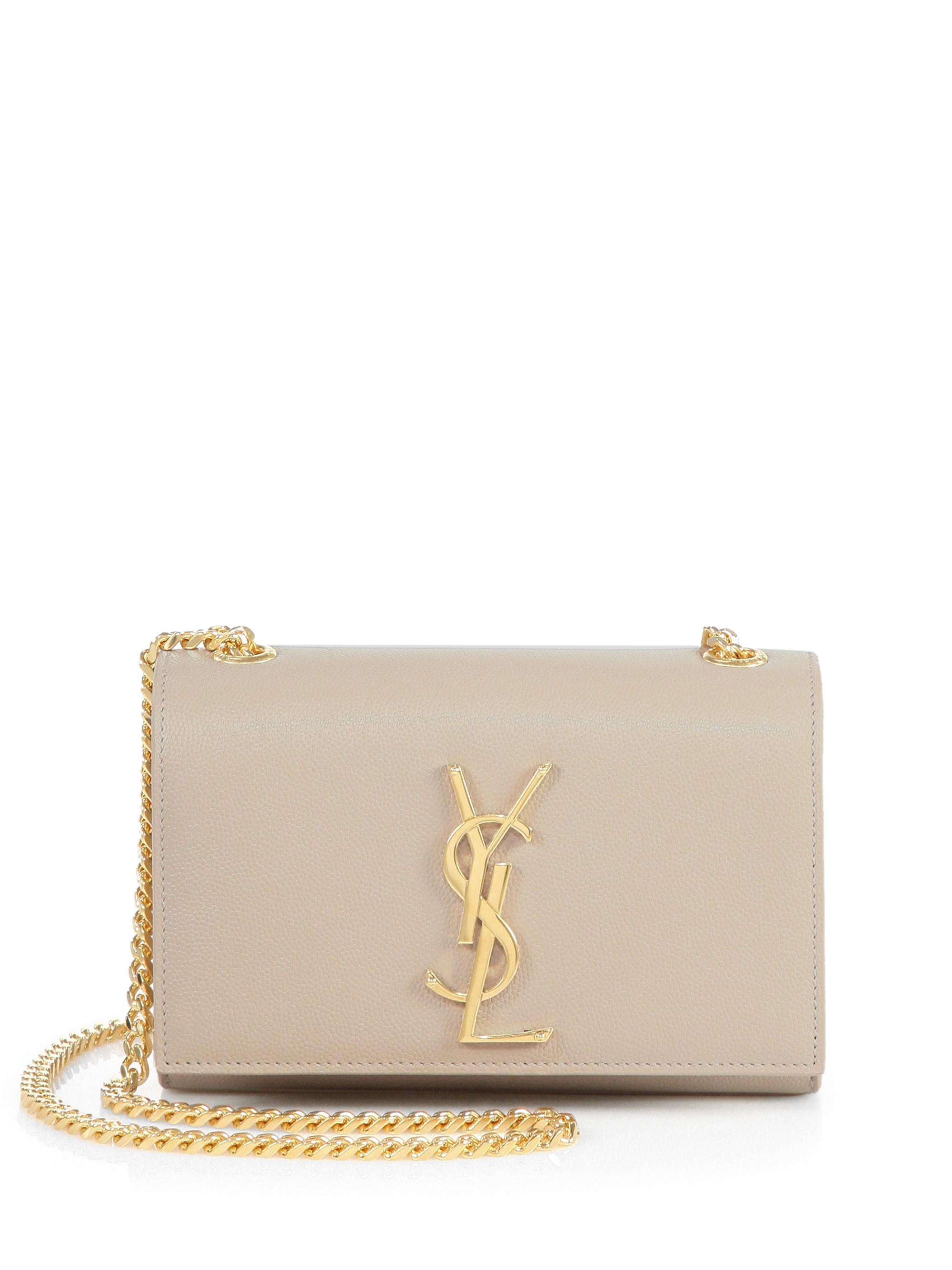 Saint Laurent Women's Small Kate Monogram Leather Chain Shoulder Bag - Nude  in Natural | Lyst