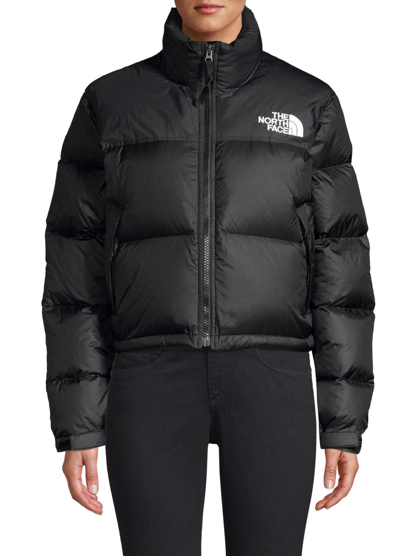 The North Face Synthetic Nuptse Relax-fit Crop Puffer Jacket in Black