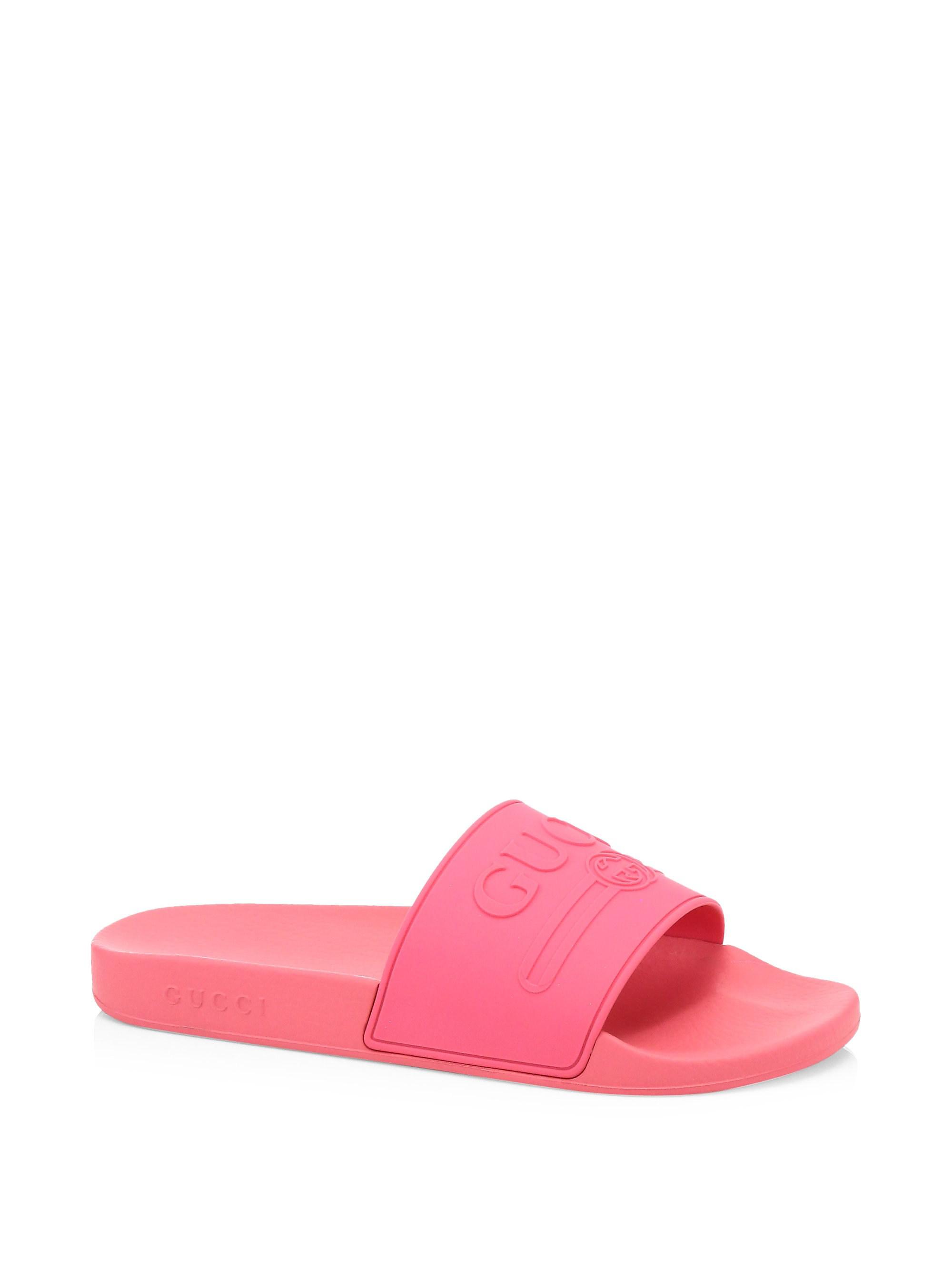 Gucci Pursuit Logo Rubber Slide Sandal in Pink for Men - Lyst
