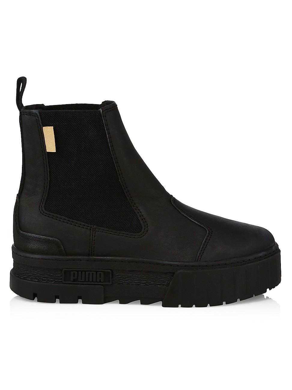 PUMA Mayze Leather Chelsea Boots in Black | Lyst